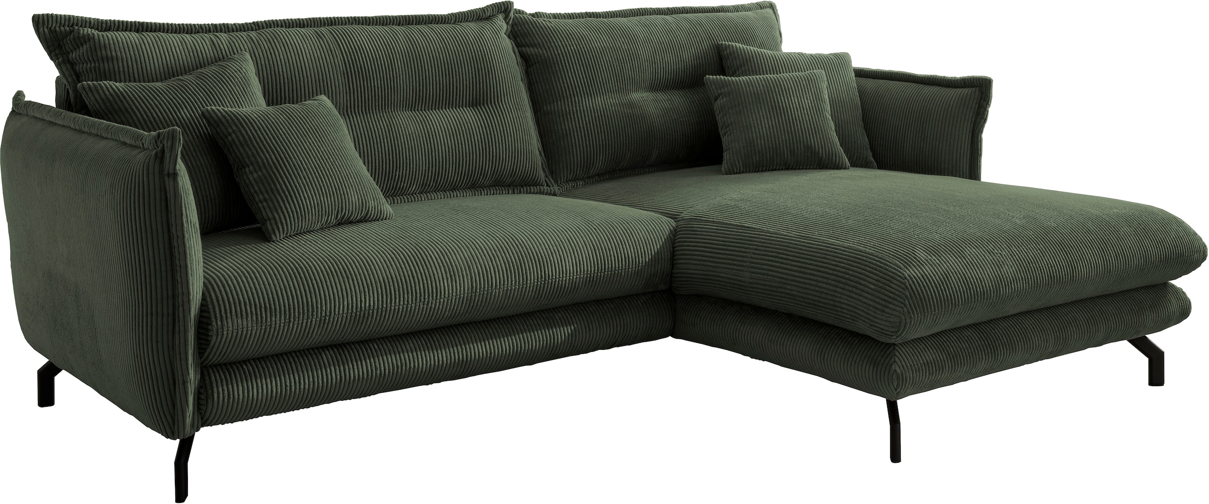 Home affaire Ecksofa »LAVA Breite 255 cm, modern und elegant, aktuelle Kissenoptik, L-Form« Armlehnen verstellbar