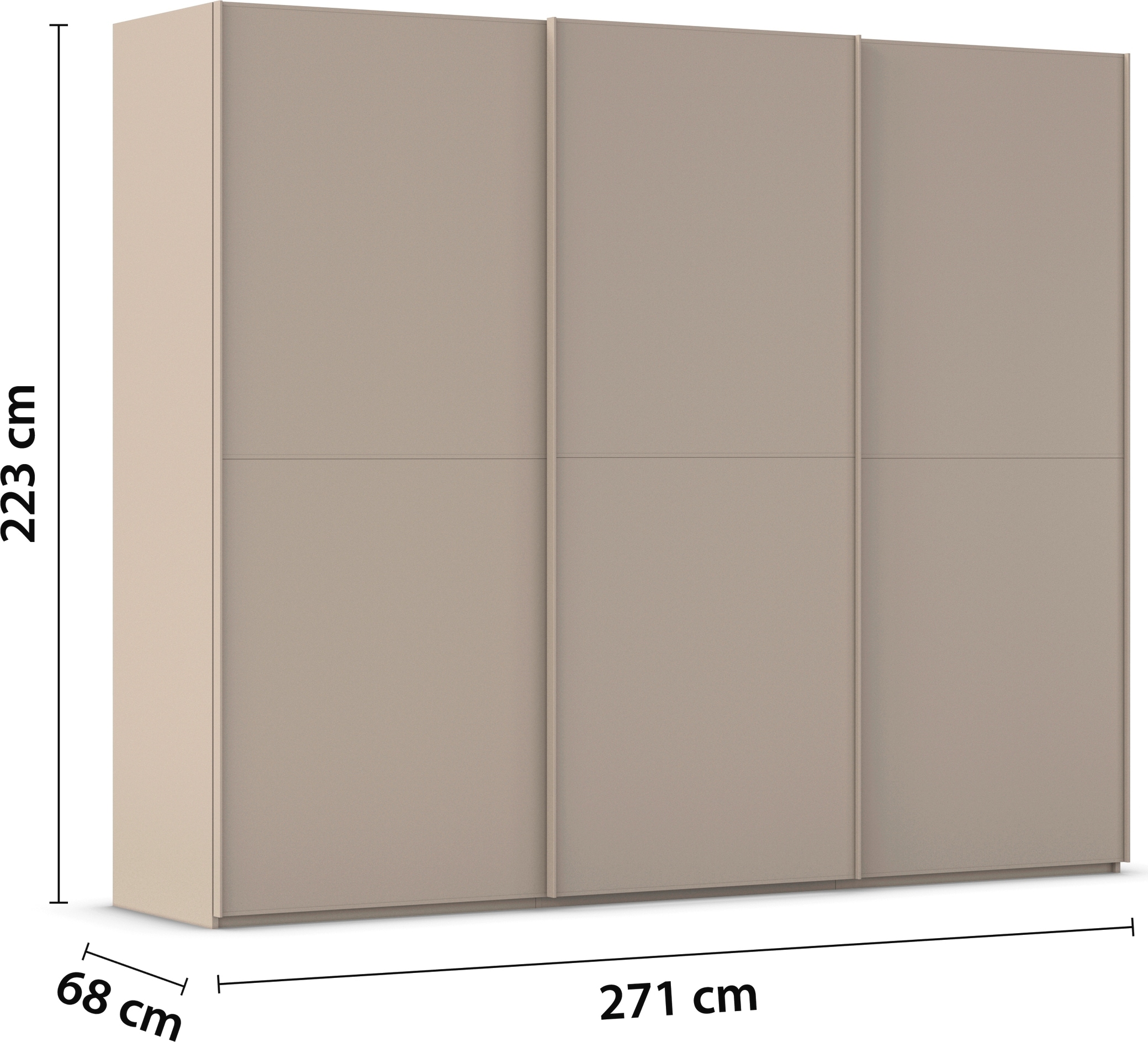 rauch Schwebetürenschrank »Kleiderschrank Schrank Garderobe Schlafzimmerschrank SCALE-DUO«, edle zweigeteilte Türen und 3 Zierleisten MADE IN GERMANY