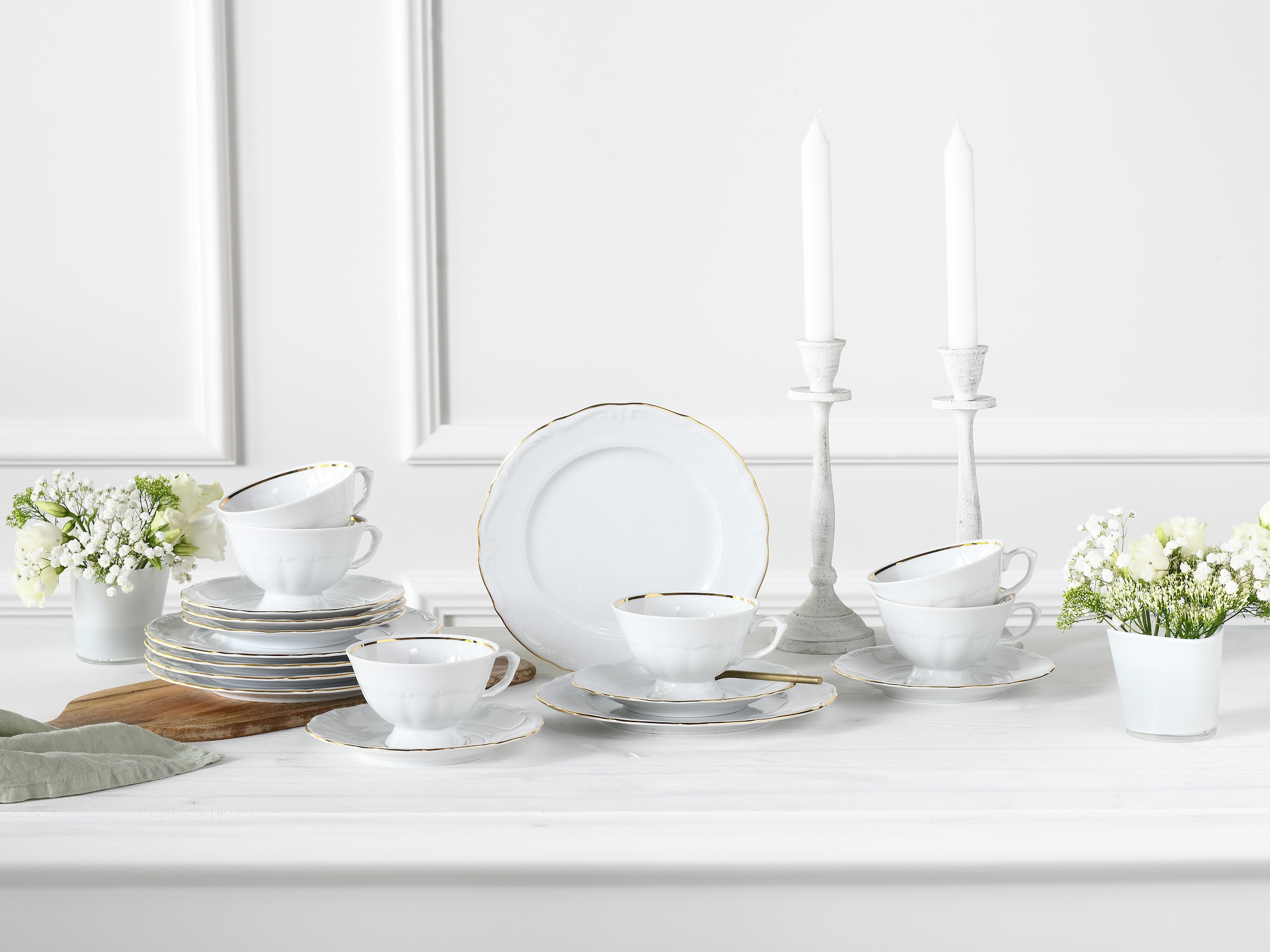 CreaTable Kaffeeservice »Maria Theresia, KaffeeService 18-tlg«, (Set, 18 tlg.), Traditionelle Porzellanform