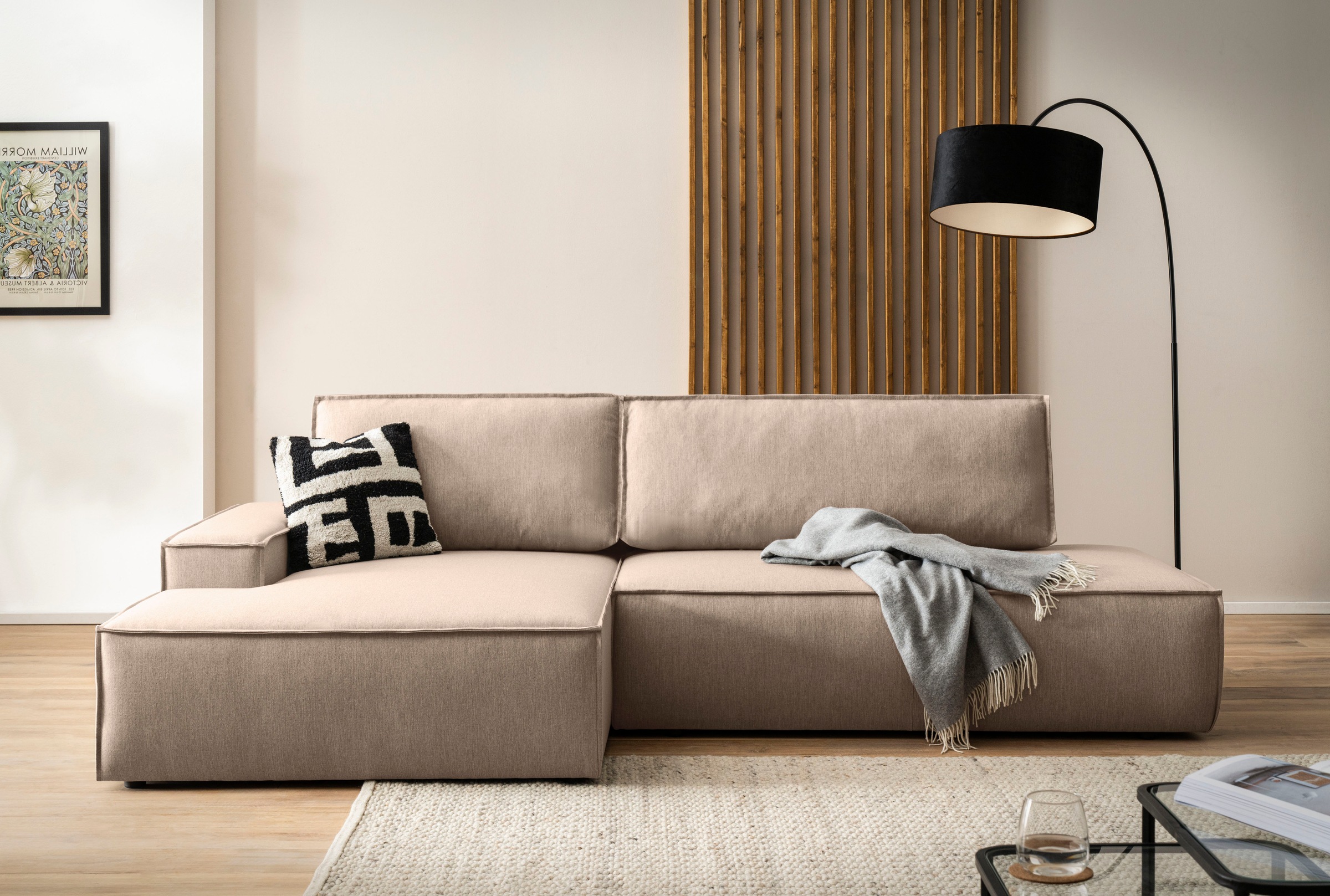 Home affaire Ecksofa »SHERWOOD, Schlafsofa in L-Form offen (275cm), Cord, L günstig online kaufen