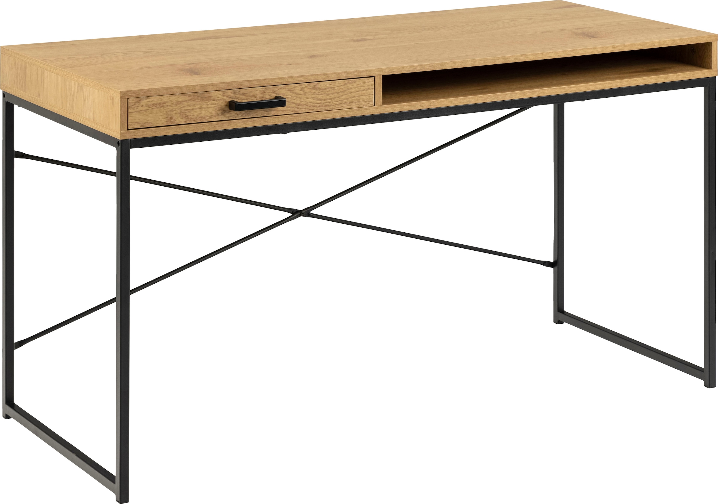 ACTONA GROUP Schreibtisch, Metallgestell, 1 Schublade und 1 offenem Fach, Breite 140 cm