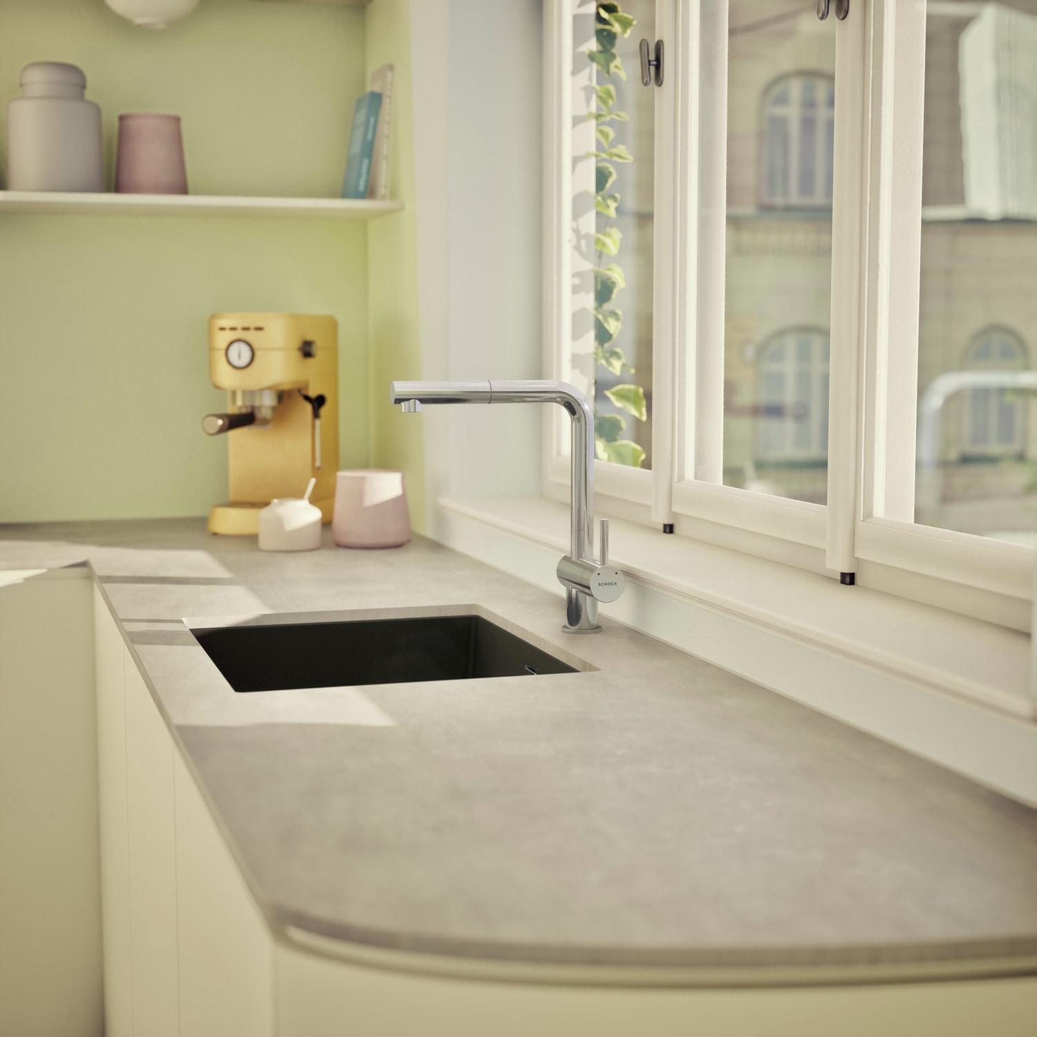 Schock Küchenarmatur »Epos« ausziehbarer Auslauf, Rückflussverhinderer, Schwenkbereich 180°