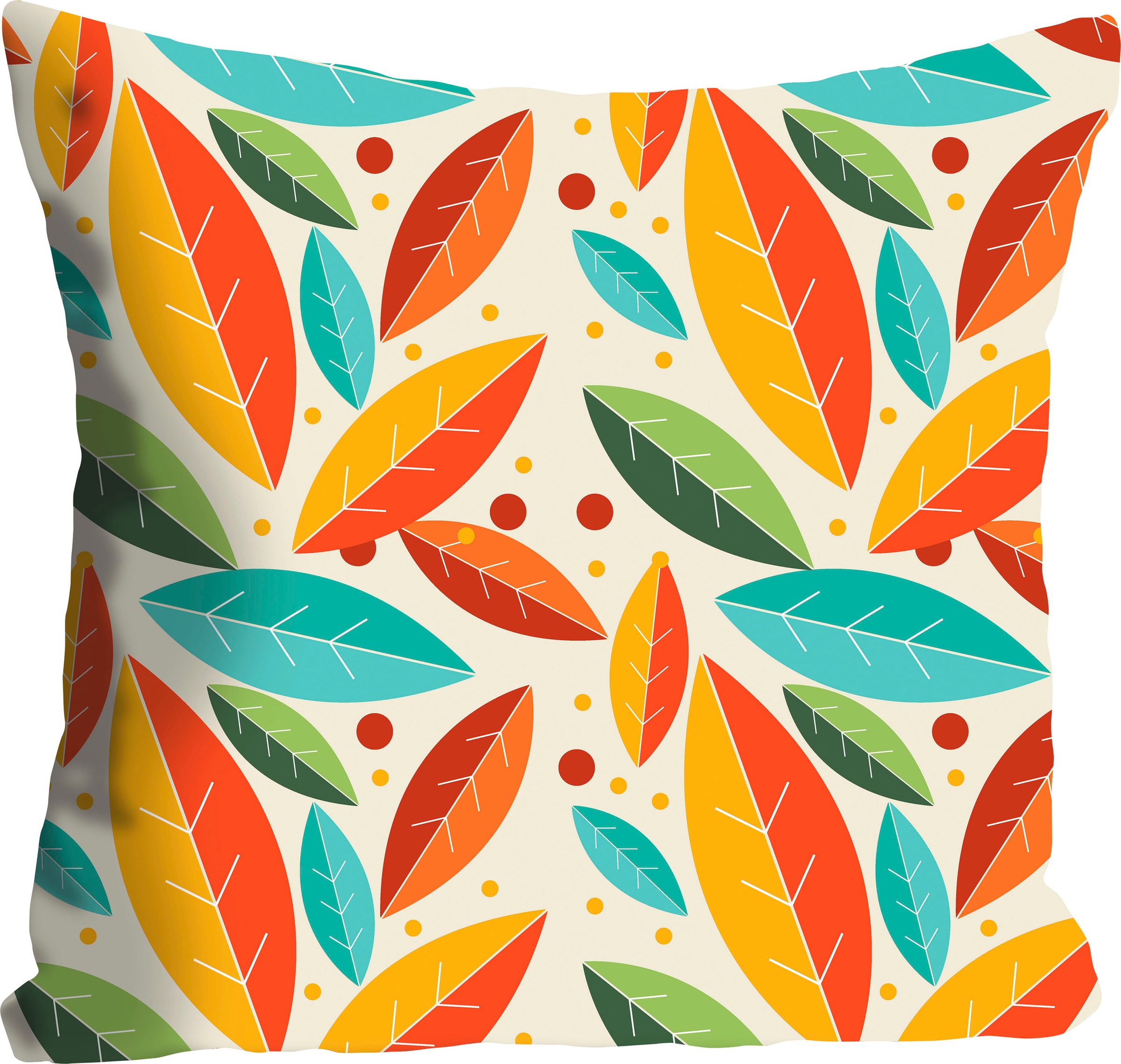 queence Dekokissen "Valerya" mit vielen bunten Blättern günstig online kaufen