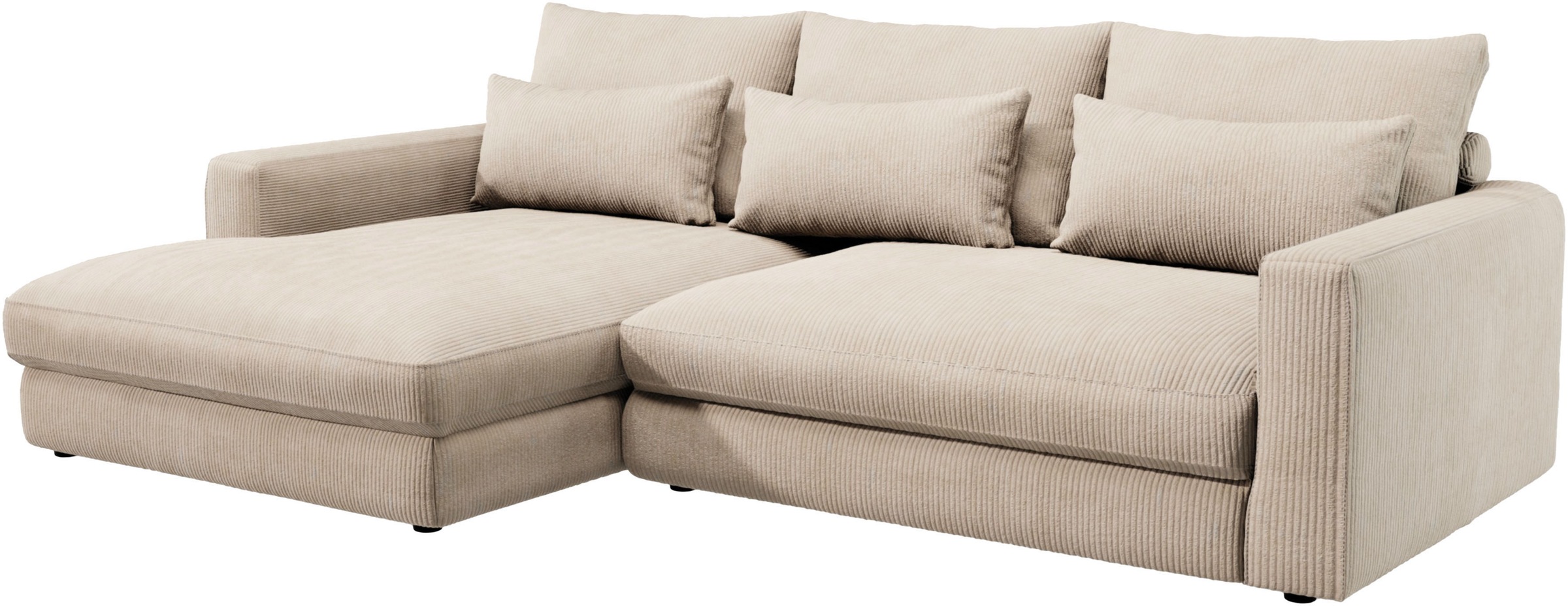 Home affaire Ecksofa »Darwin, viele Kissen, extra tiefe Sitzfläche, 271/89/171 (B(H/T)«, gemütlich und weich, L-Form, mit extra softem Sitzkomfort, Cord