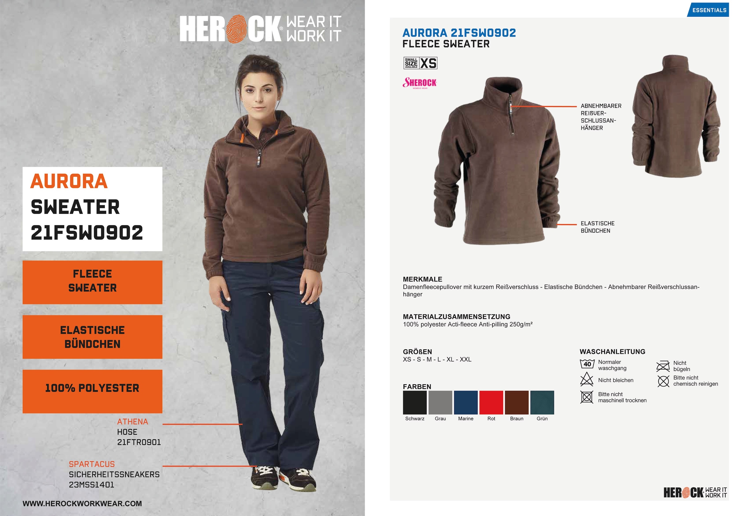 Herock Stehkragenpullover »Aurora-Demen Fleece-Sweater«, kurzem online Damenfleecepullover Reißverschluss bestellen elastichem und Bündchen mit