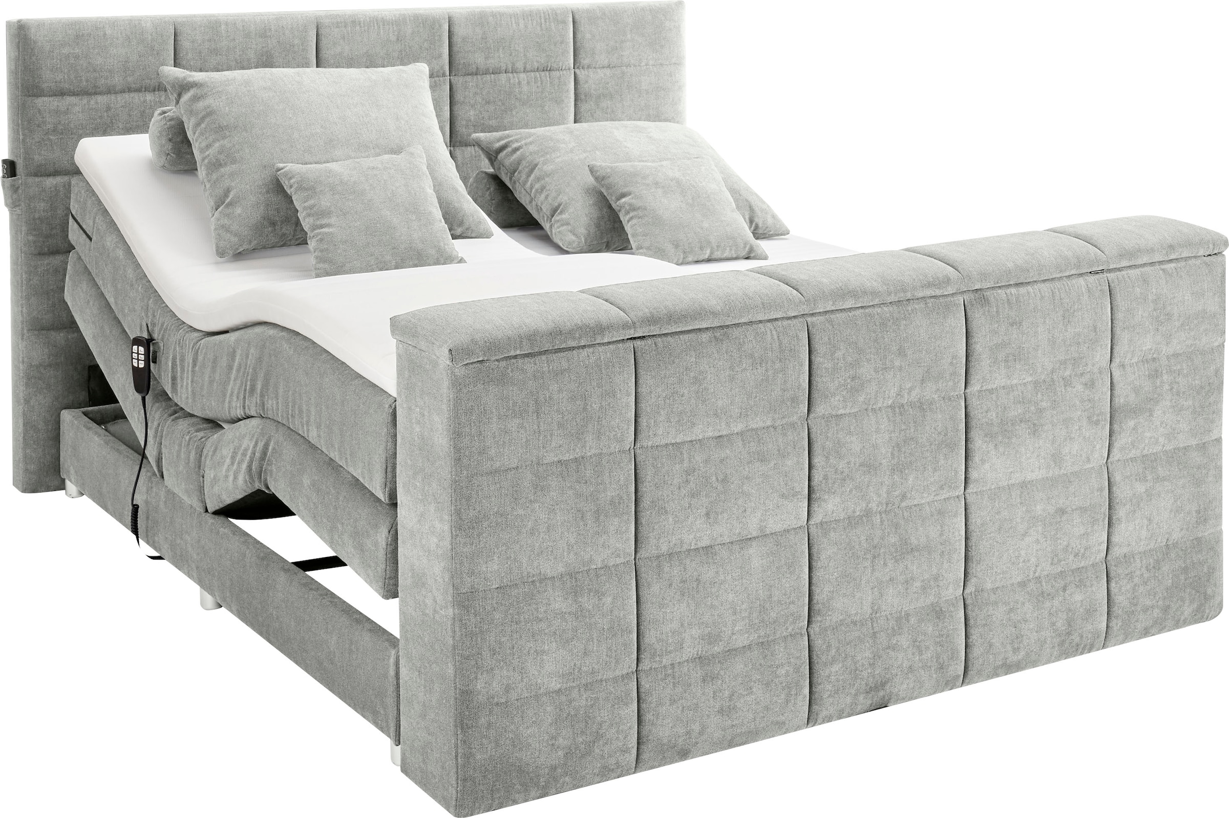 ED EXCITING DESIGN Boxspringbett »Denver«, inkl. Motorverstellung, Duo-Matratze, Topper, und motorisierter TV-Halterung bis 40 Zoll