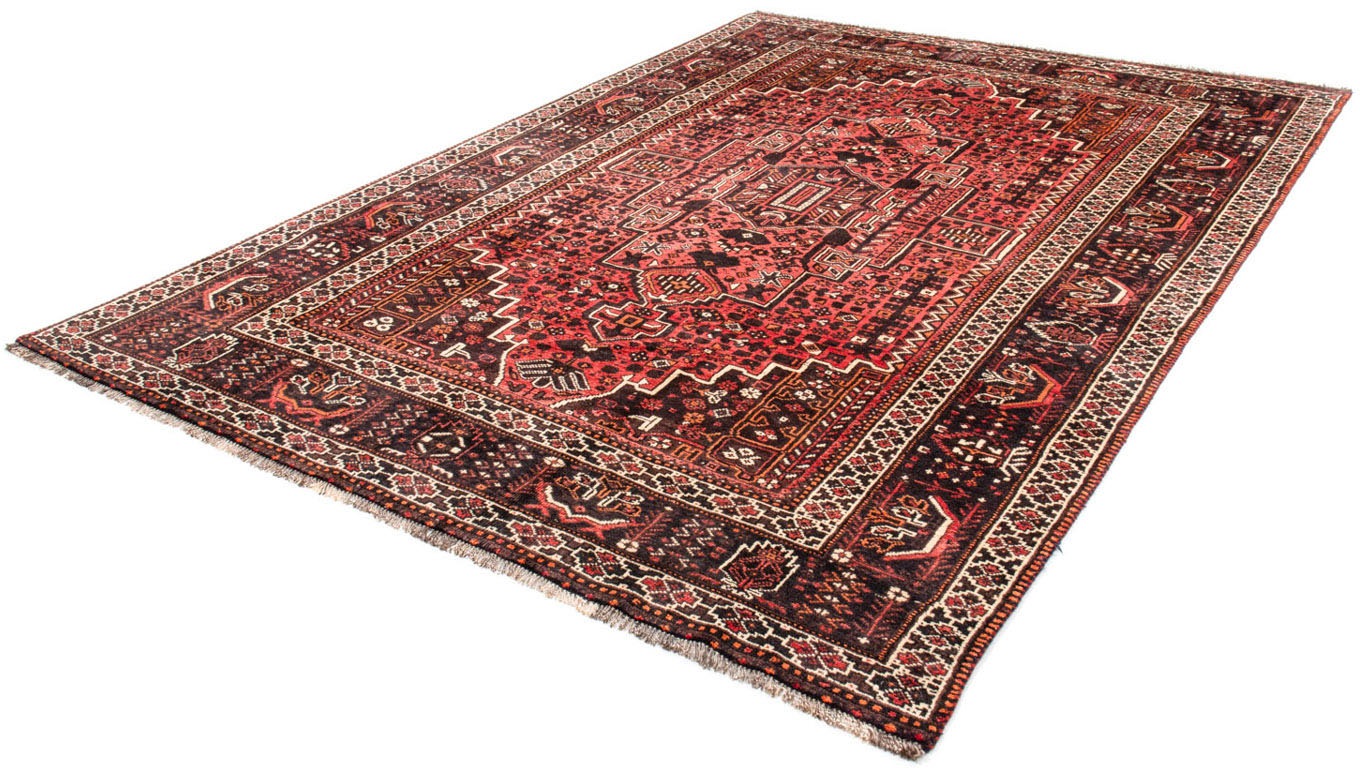 Wollteppich „Shiraz Medaillon Rosso chiaro 310 x 213 cm“, rechteckig, Unikat mit Zertifikat Hellrot 10 mm B/L: 213 cm x 310 cm – 10 mm