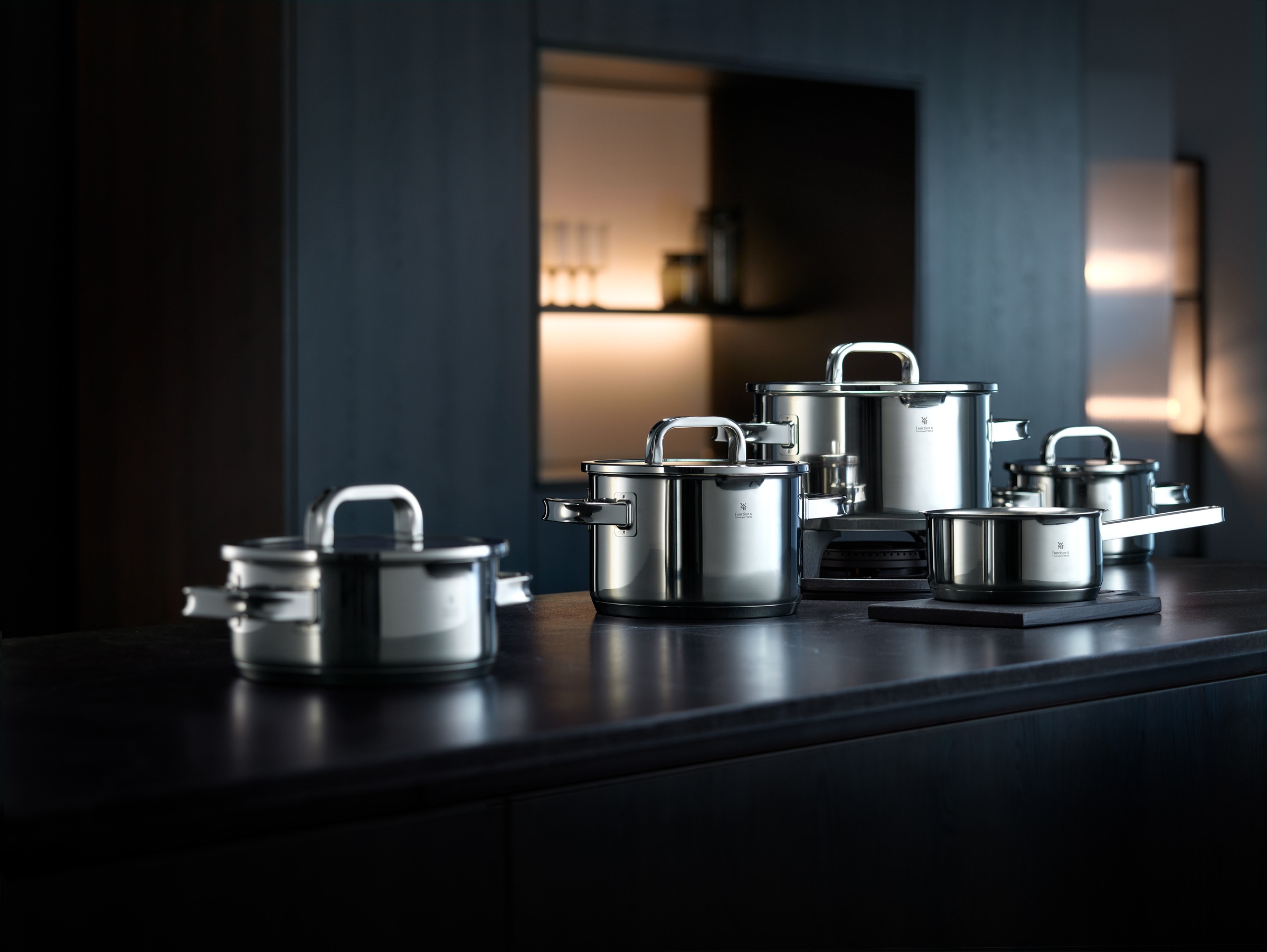 WMF Topf-Set »Function 4 Induktion, Glasdeckel mit 4 Abgießfunktionen« Set, günstig online kaufen