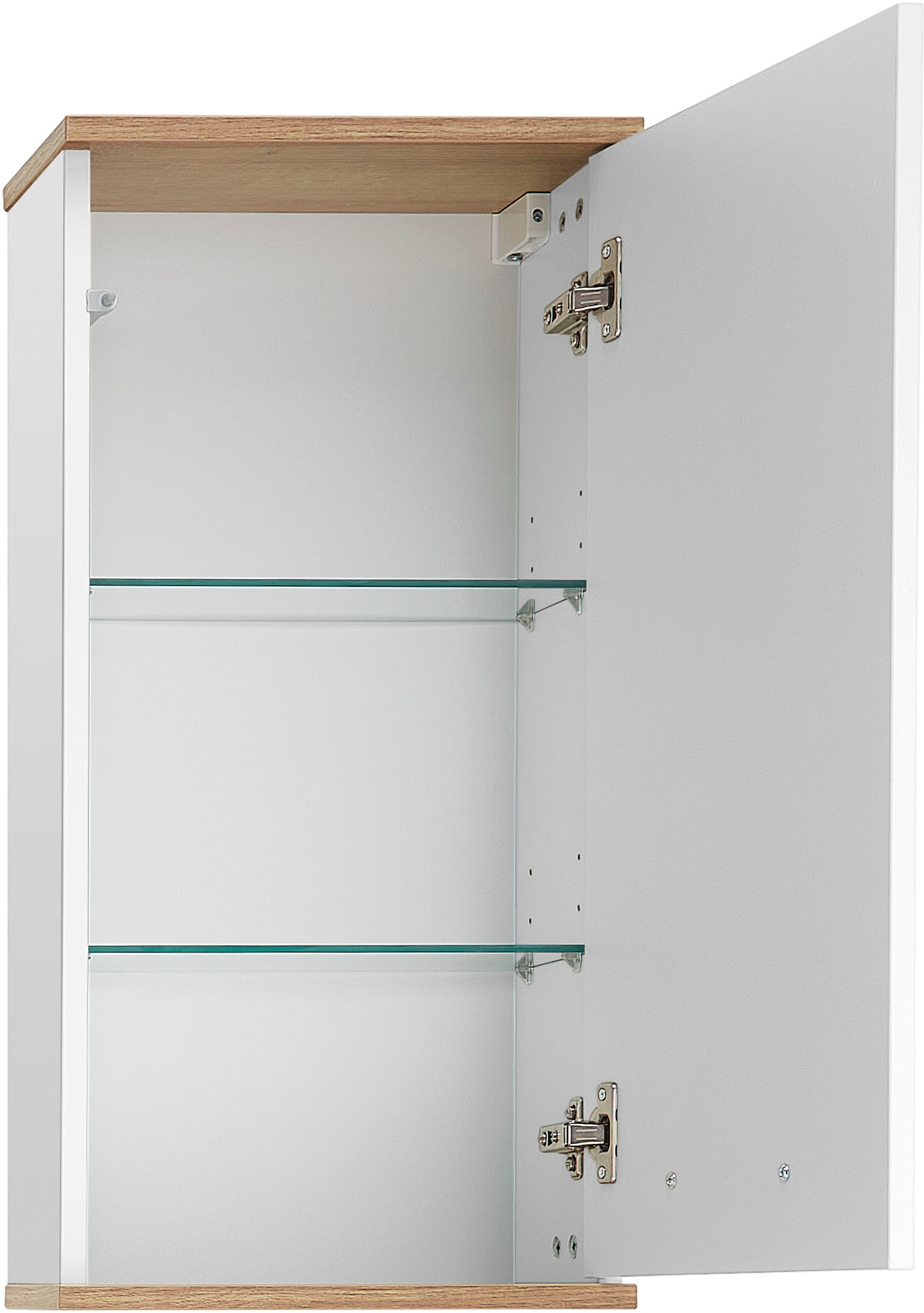 Saphir Badmöbel-Set »Quickset Mineralmarmor-Waschtisch mit LED-Spiegel, Unterschrank«, (7 St.), Hängeschrank, Midischrank, 5 Türen, 2 Schubladen, 7 Glas-Einlegeböden