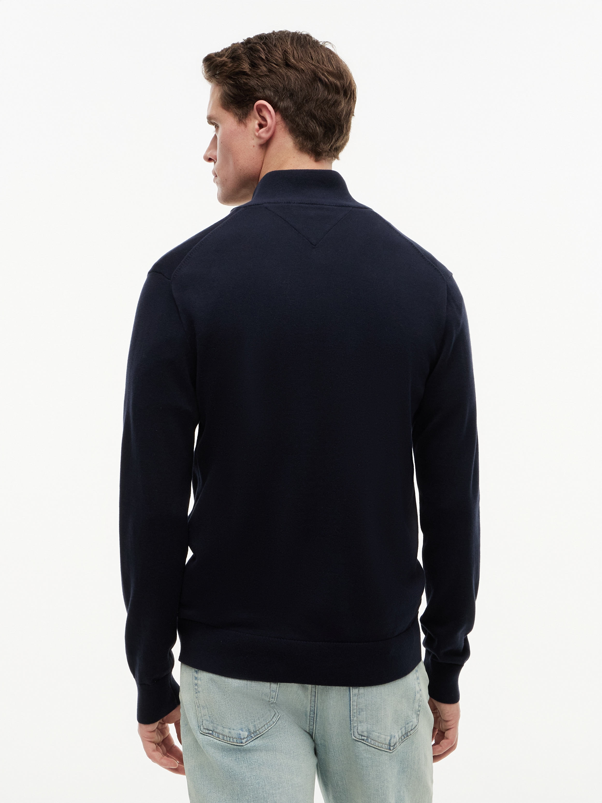 Tommy Hilfiger Strickjacke »ESSENTIAL COTTON ZIP THRU« mit Logostickerei