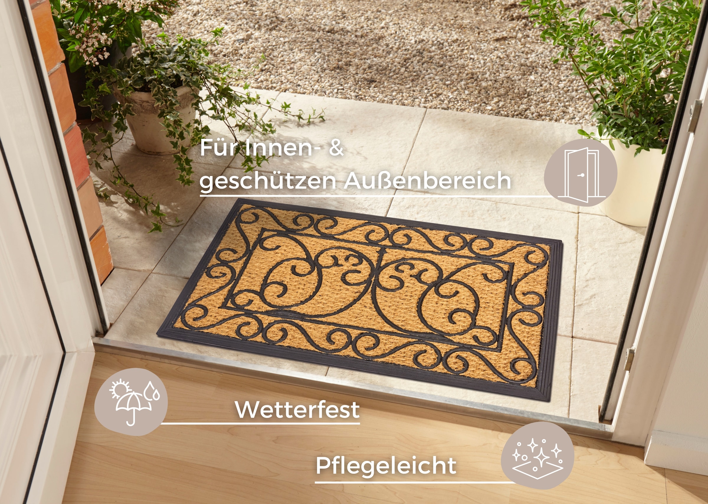 HANSE Home Fußmatte »Rechteckig, Türmatte«, rechteckig, 8 mm Höhe, Kokos, Gummi, Schmutzfangmatte, Outdoor, Rutschfest, Innen, Kokosmatte