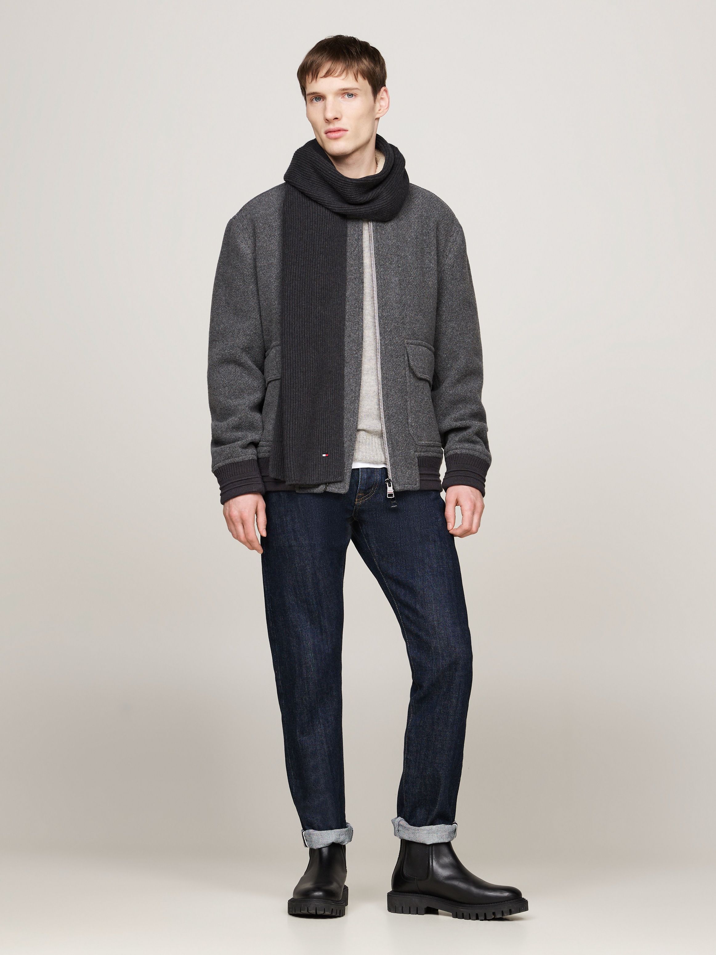 Tommy Hilfiger Strickschal »TH FLAG PIMA COTTON CASH SCARF«, mit Logostickerei