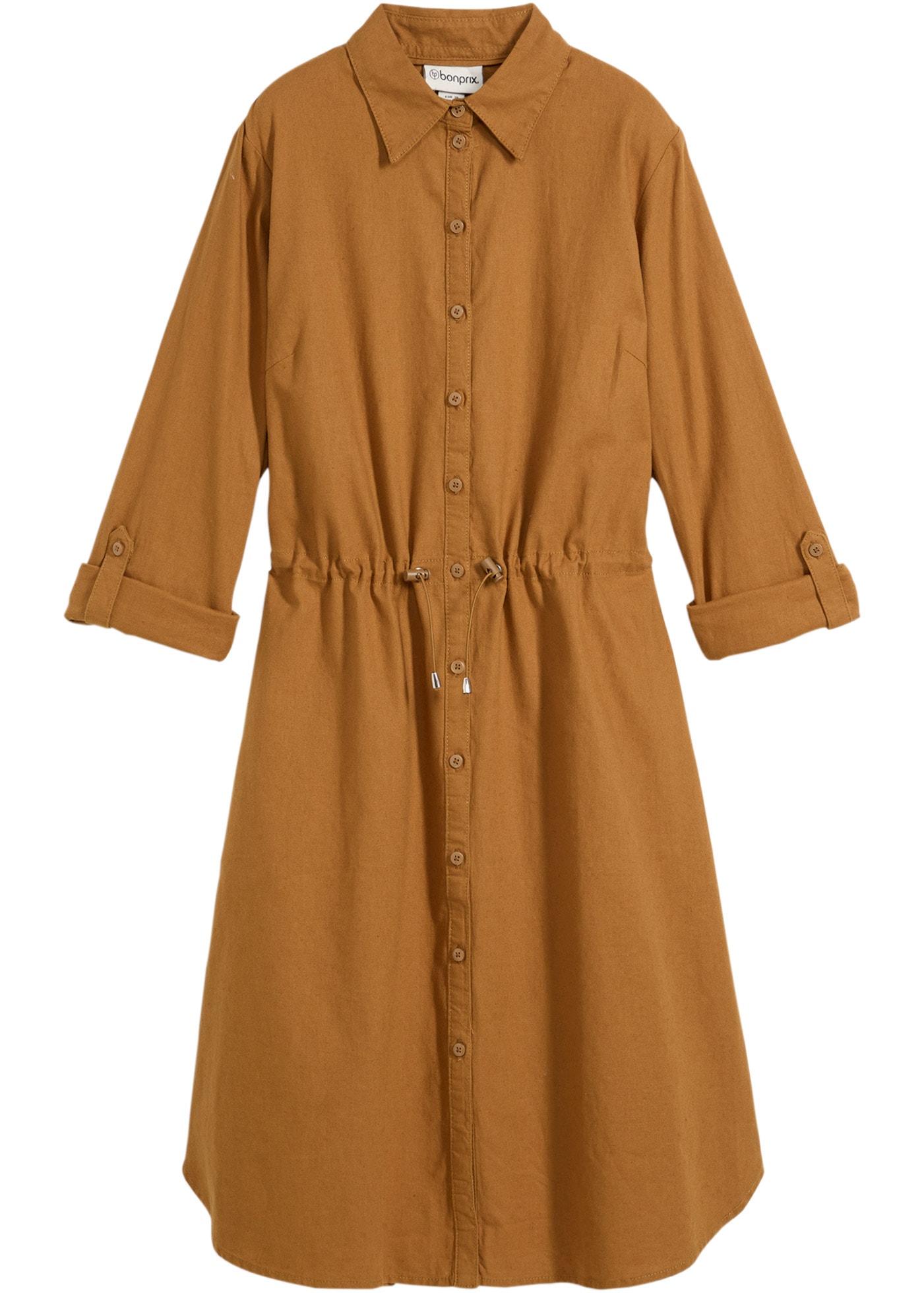 bonprix Midikleid »Hemdblusenkleid aus Leinen-Baumwoll-Mix« 1 tlg. für lässigen Look, aus Leinen-Baumwoll-Mix, in A-Linie, mit Taschen