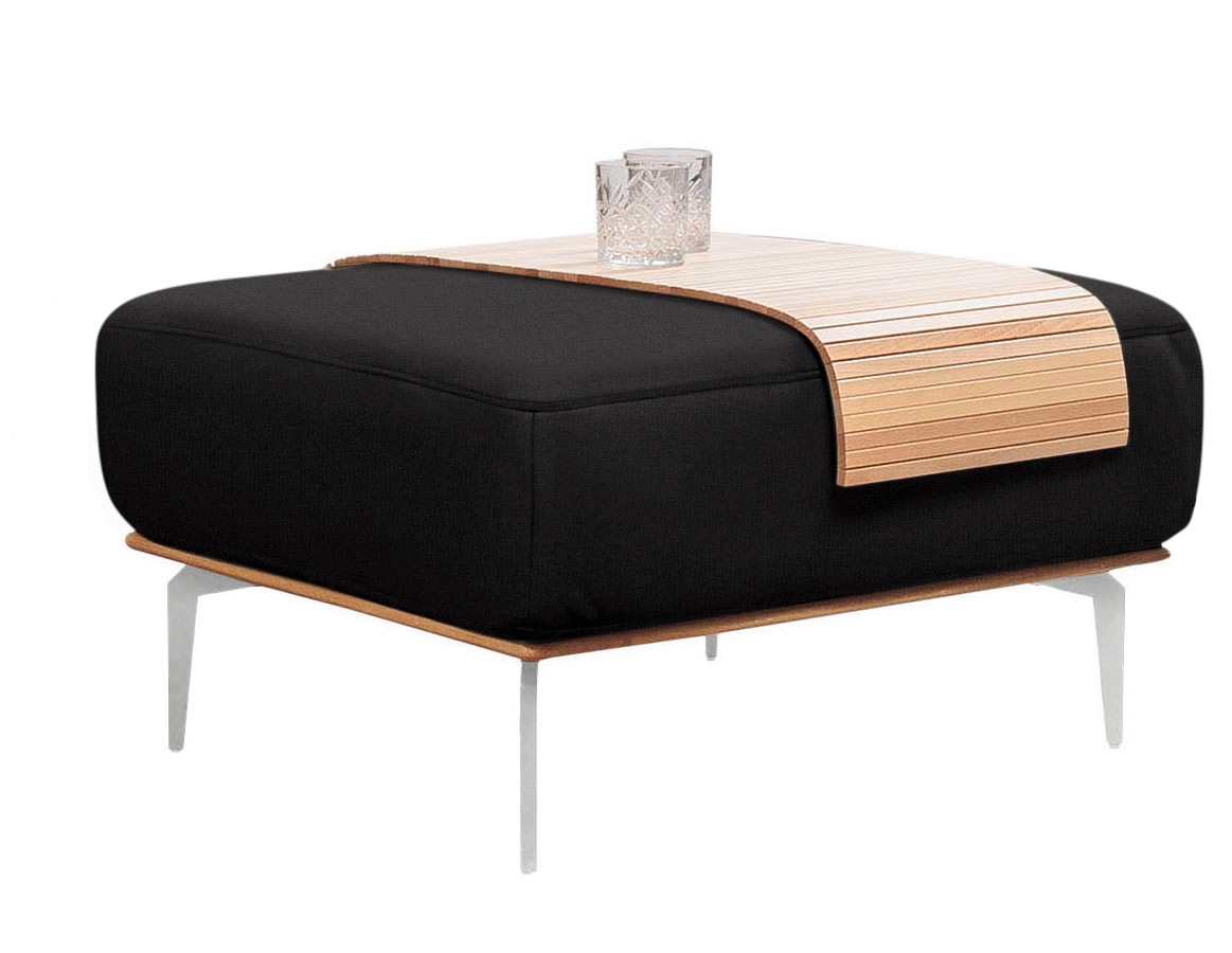 W.SCHILLIG Polsterhocker »run« mit elegantem Holzsockel, Füße in Chrom glänzend, Breite 75 cm
