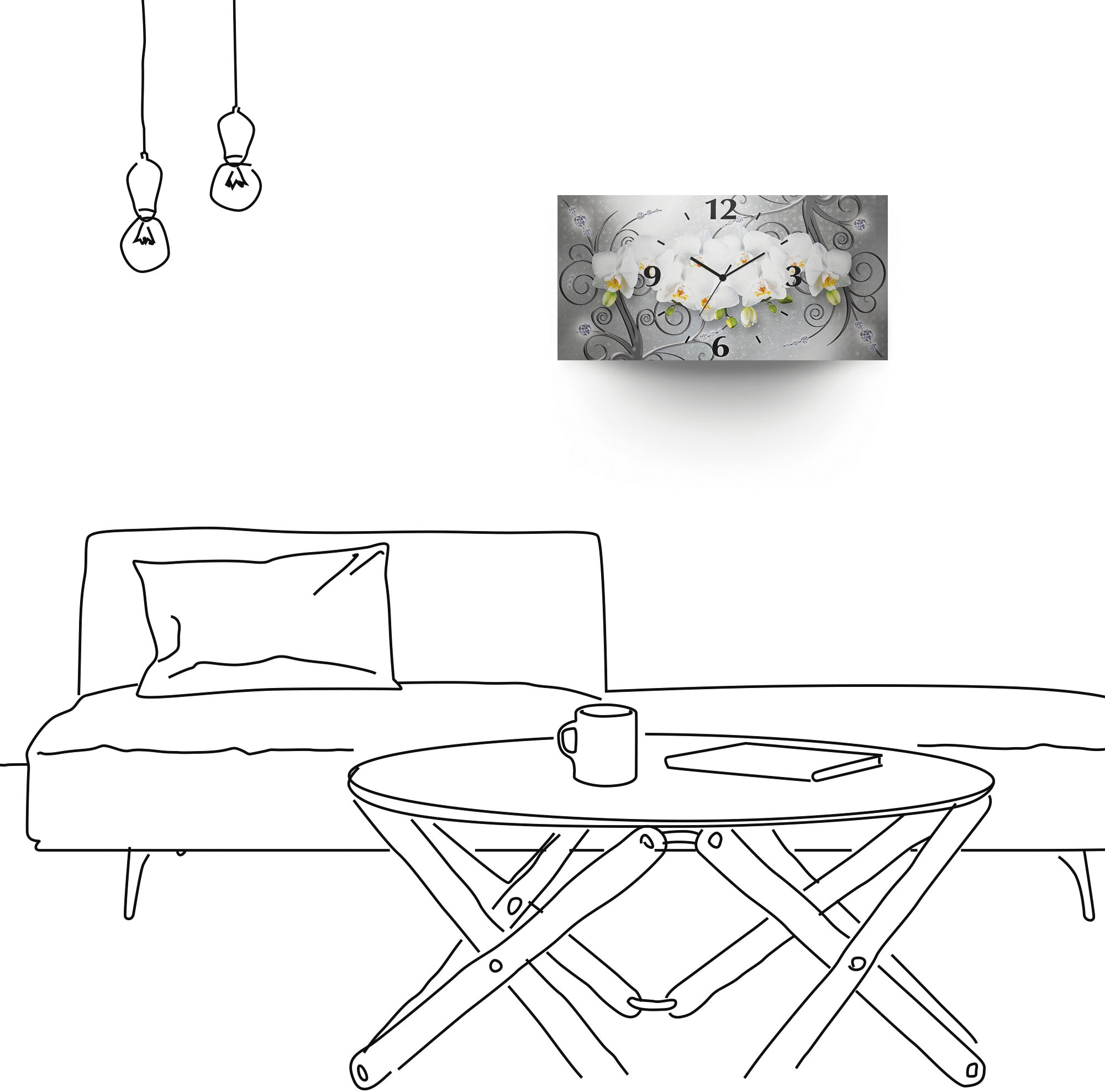 Artland Wanduhr »weiße Größen versch. gebogen, 3D oder Quarz- Raten Orchideen mit Optik auf bestellen Funkuhrwerk, Ornamenten«, auf