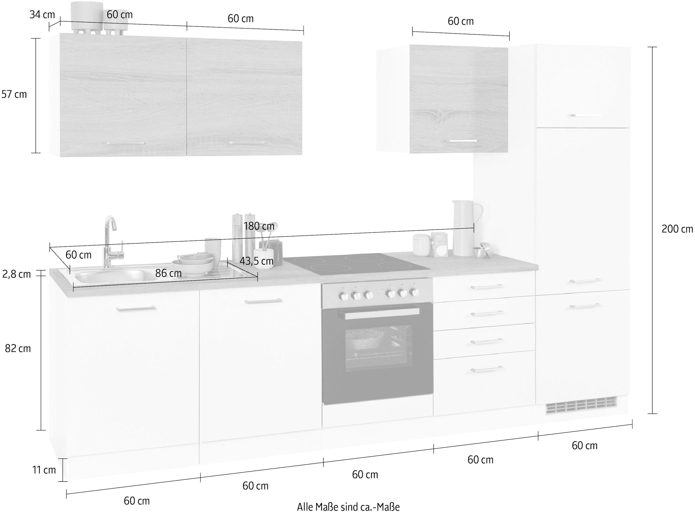 HELD MÖBEL Küchenzeile »Visby«, ohne E-Geräte, Breite 240 cm für  Kühlschrank und Geschirrspüler online kaufen
