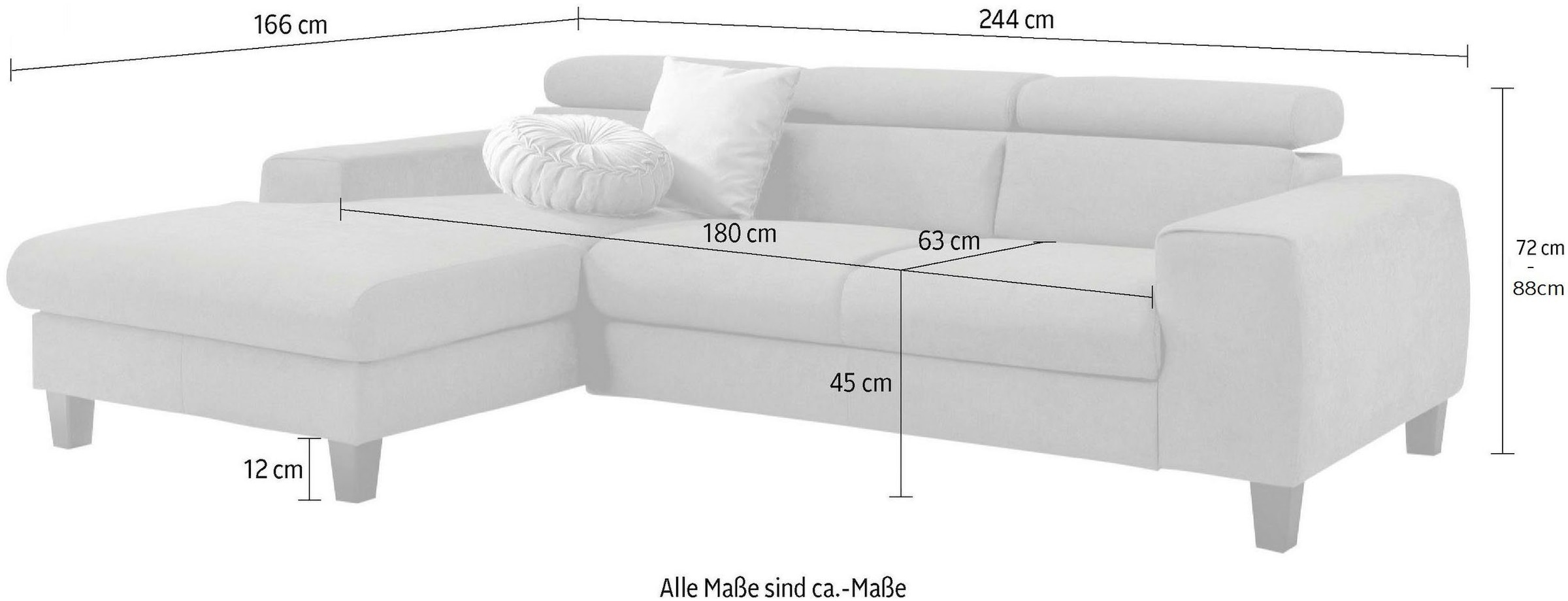COTTA Polstergarnitur »Morven L-Form«, (Set), Set bestehend aus: Ecksofa mit Kopfteilverstellung & Hocker