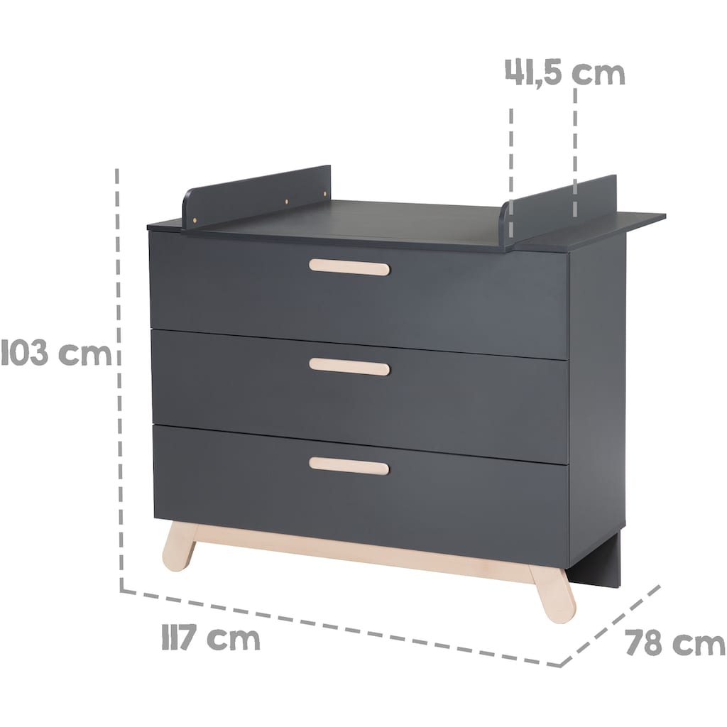 roba® Babyzimmer-Komplettset, (Set, 3 St., Kinderbett, Kleiderschrank, Wickelkommode)