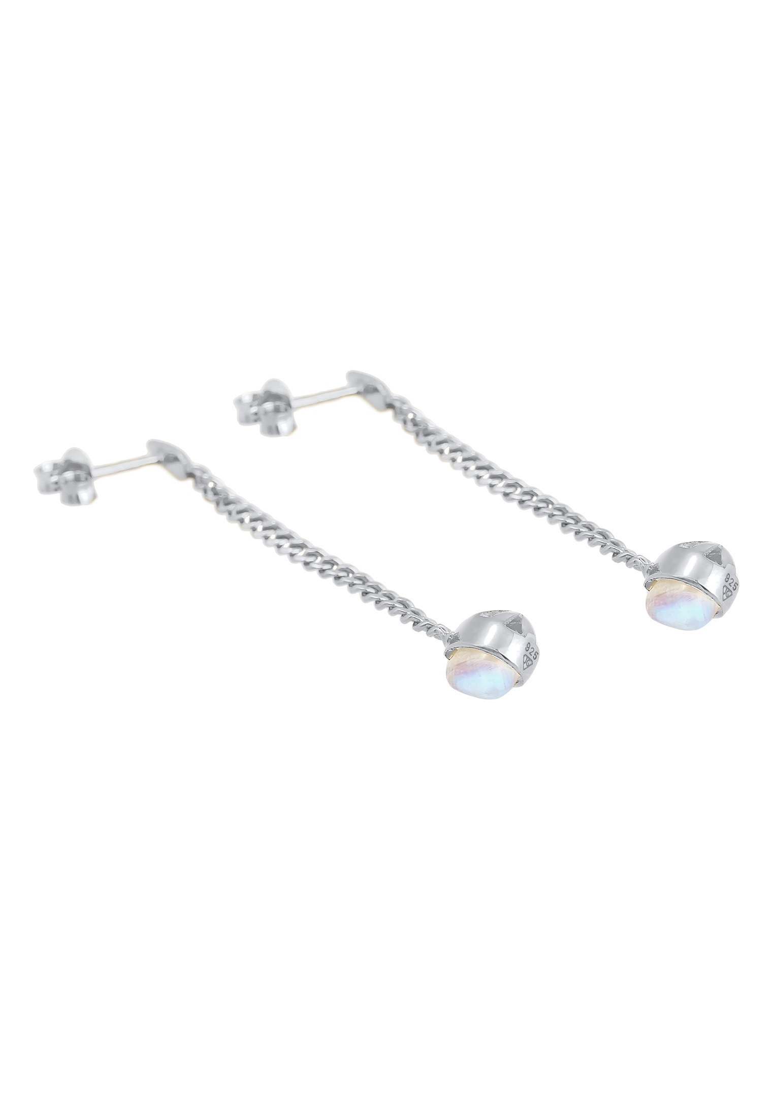 Elli Premium Paar Ohrstecker »Hänger Panzerkette Mondstein Tropfen 925 Silber«