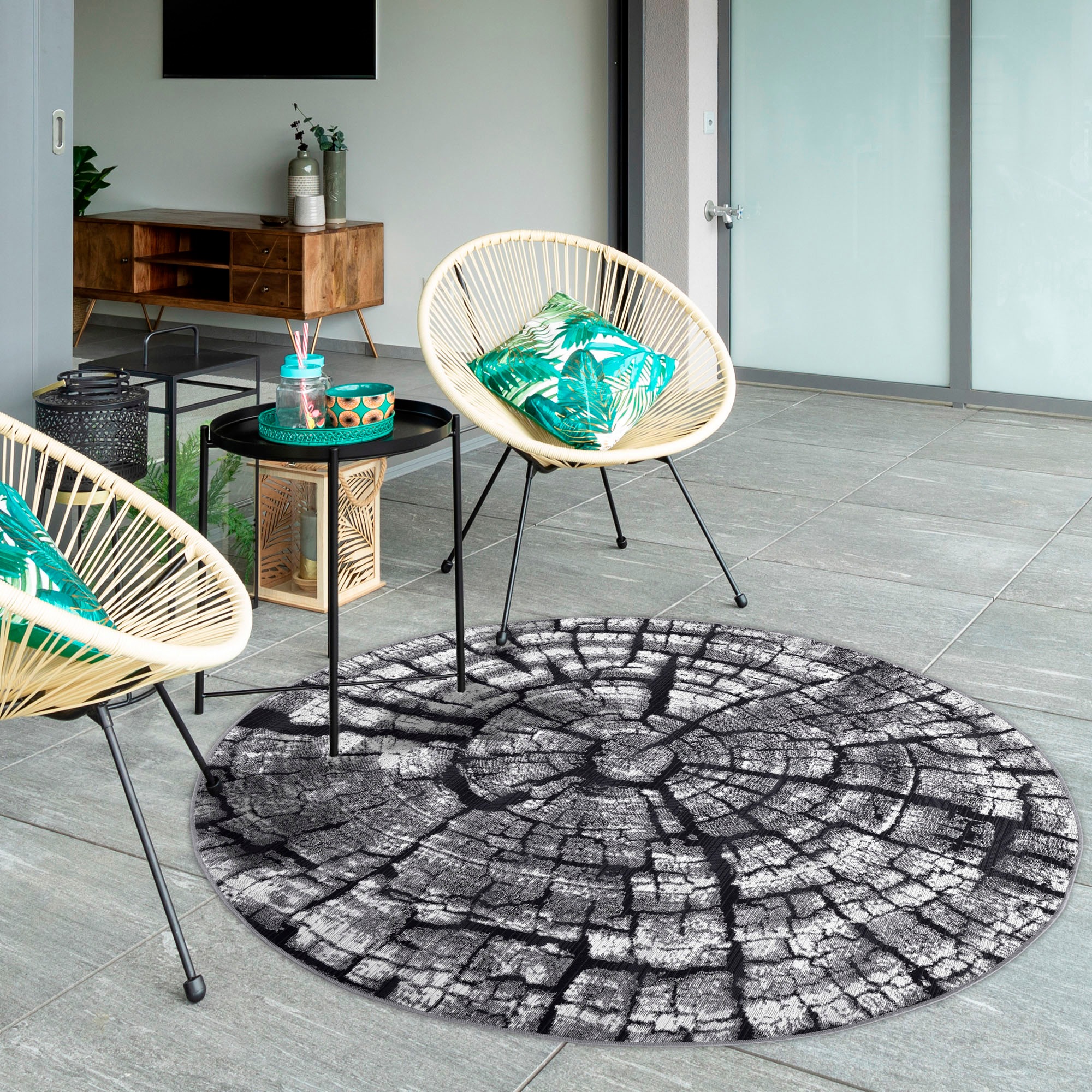 Gino Falcone Teppich »Aurora GF-095«, rund, 5 mm Höhe, Holz Optik, ideal im Wohnzimmer & Schlafzimmer