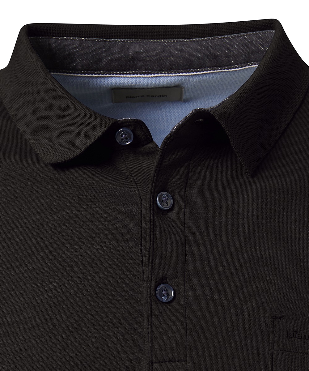 Pierre Cardin Langarm-Poloshirt, Brusttasche mit Marken- Applikation