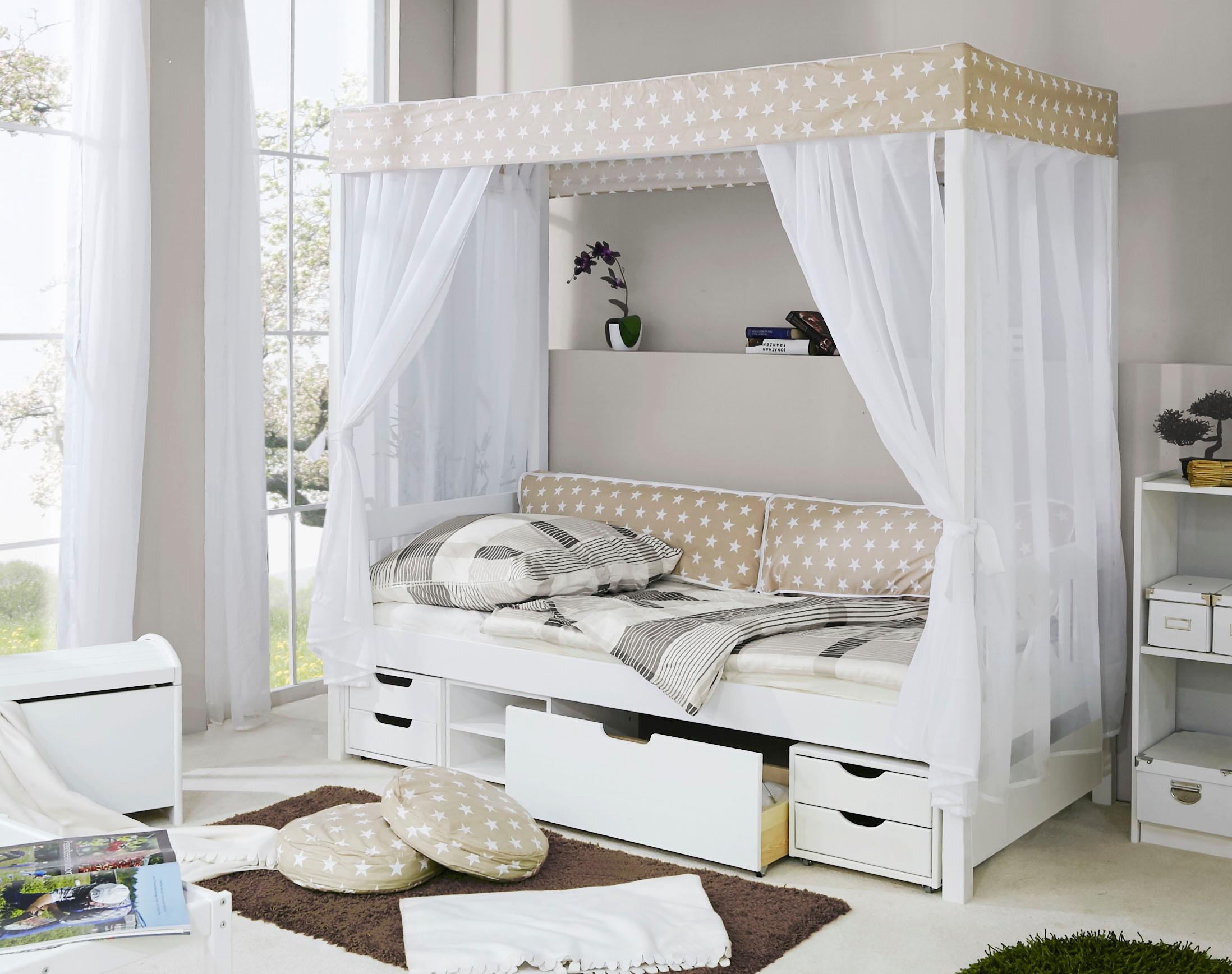 Ticaa Himmelbett »Lino«, Himmelbett, inkl. Schubkasten und Rollrost