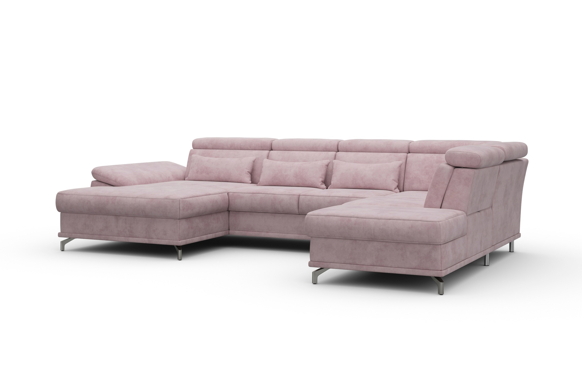 sit&more Wohnlandschaft »Cabrio U-Form, mit Sitztiefenverstellung, Arm- und Kopfteilverstellung«, 3 Nierenkissen, Federkern, optional Bettfunktion und Stauraum