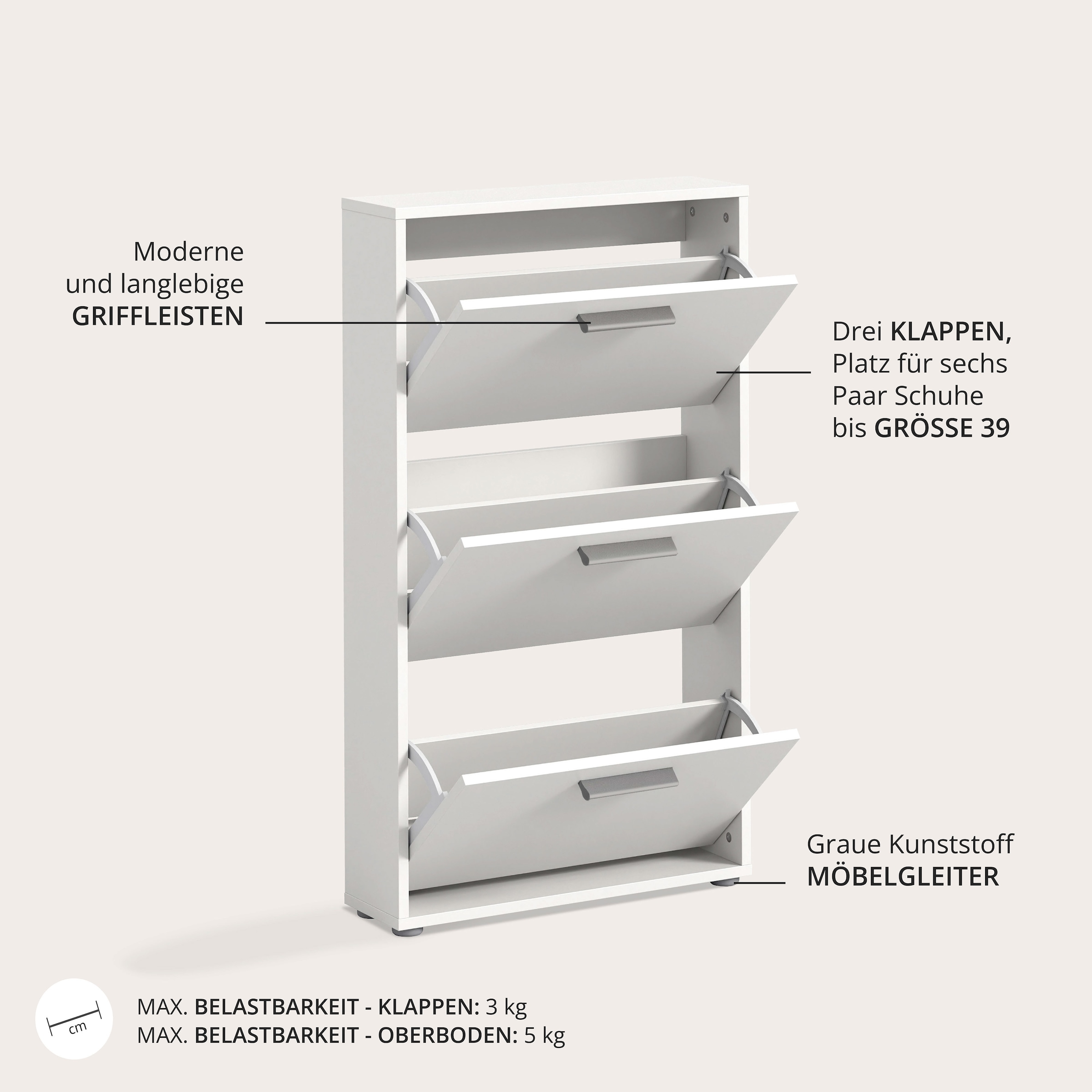 HBZ Schuhkipper »Sam Schuhkipper, Schuhschrank BxHxT 59x103x17 cm« 1 Stk. tlg. Schuhkipper, Schuhschrank mit 3 Klappen, BxHxT 59x103x17cm