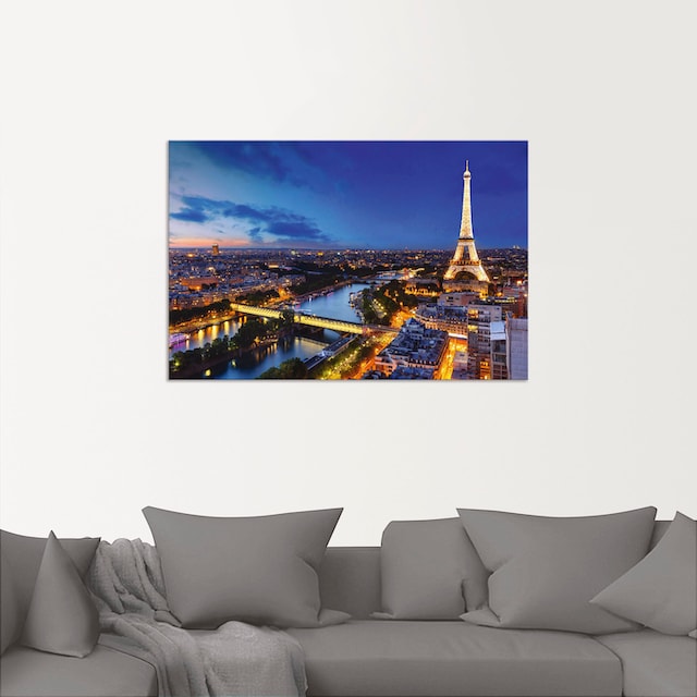 Artland Wandbild »Eiffelturm und Seine am Abend, Paris«, Paris, (1 St.),  als Alubild, Leinwandbild, Wandaufkleber oder Poster in versch. Größen auf  Raten bestellen