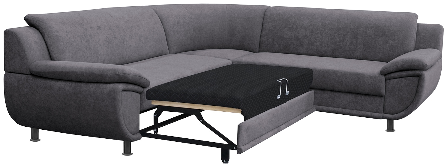 TRENDMANUFAKTUR Ecksofa »Rondo wahlweise mit Schlaffunktion, 267x247 cm (BxT), breite Armlehnen« L-Form, wahlweise mit Federkern bestellbar, Füße schwarz