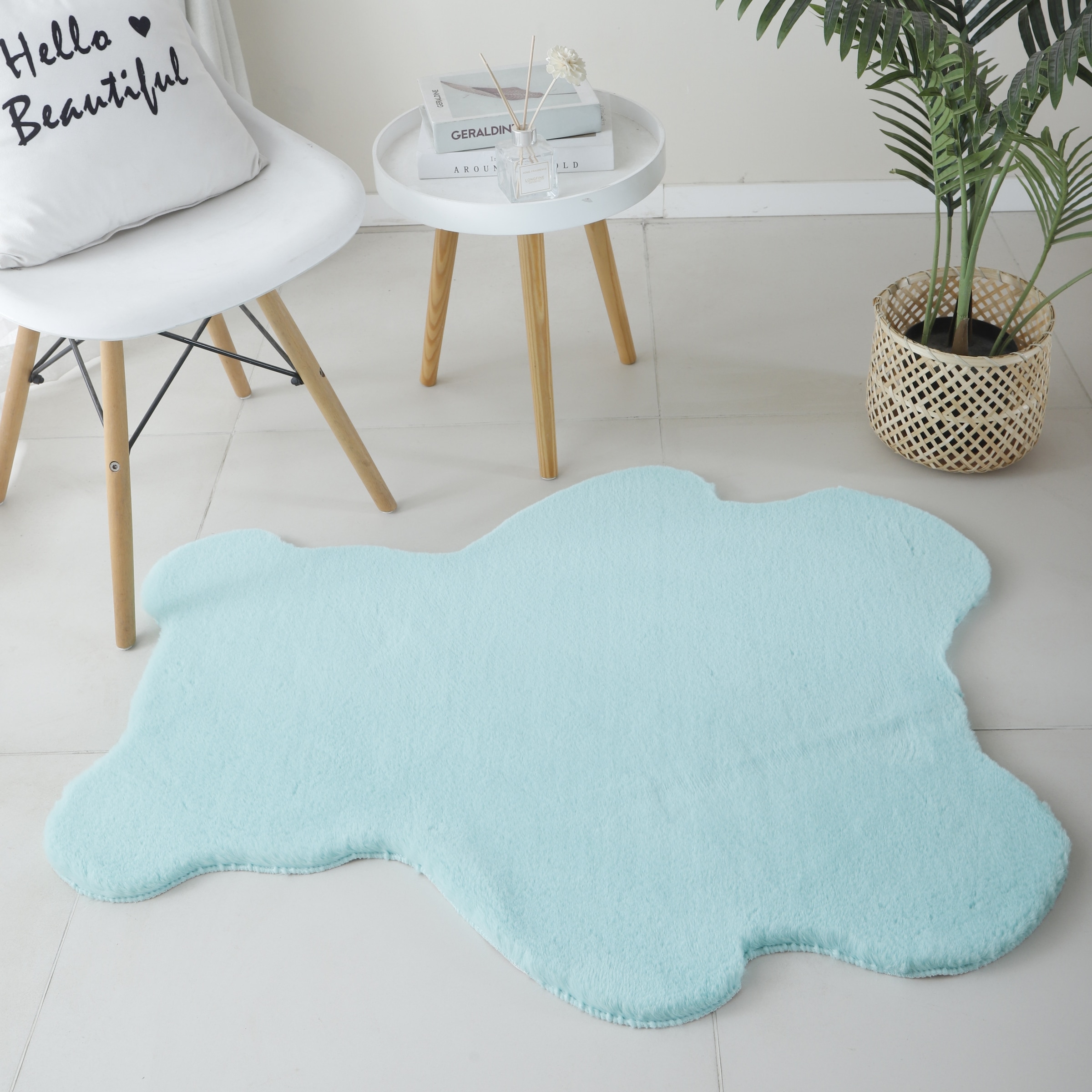 Ayyildiz Teppiche Designteppich »CATY 5303«, Motivform, 25 mm Höhe, Teddy, Besonders weich / Softflor /Kunstfell / waschbar