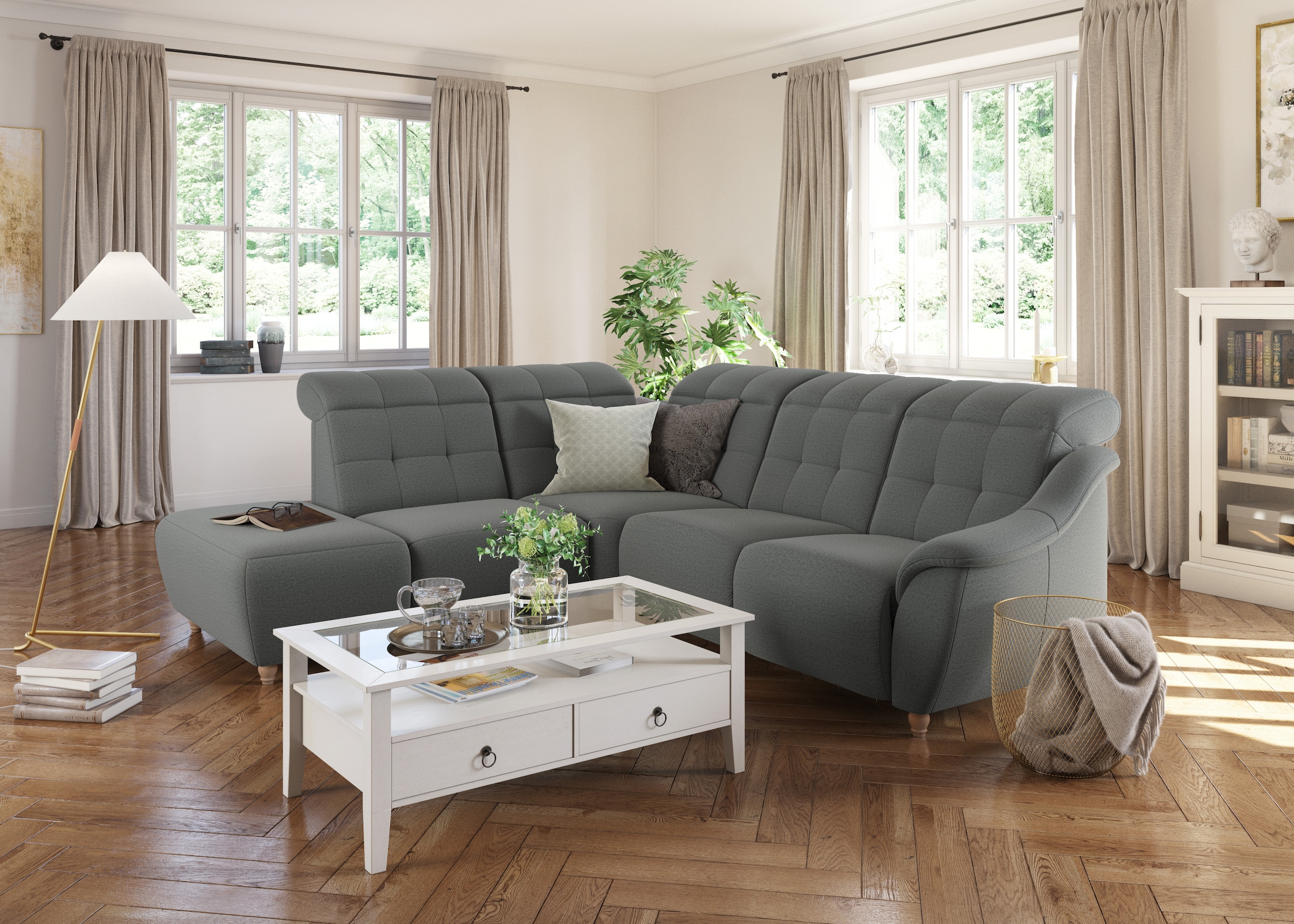 Home affaire Ecksofa »Boston L-Form«, Kopfteilverstellung an jeder Sitzfläc günstig online kaufen