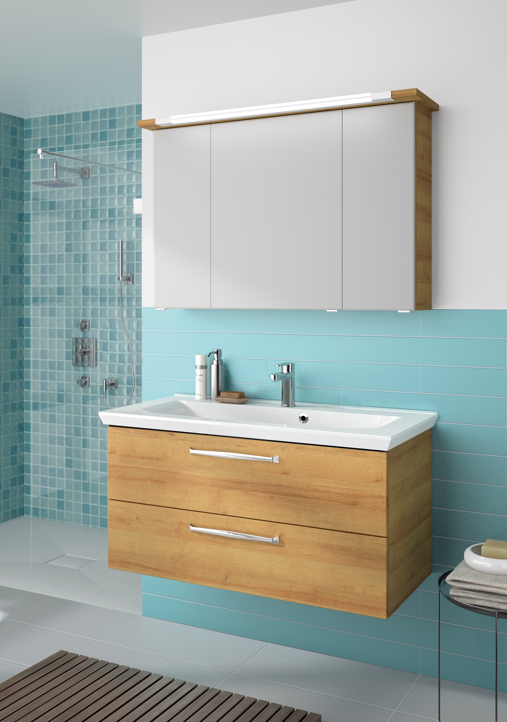 Saphir Badmöbel-Set »Trentino 2-tlg Mineralmarmor-Waschtisch, Spiegelschran günstig online kaufen