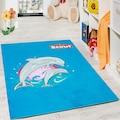 Scout Kinderteppich »Dolphin«, rechteckig, 5 mm Höhe, Druckteppich, Motiv Delfine, Kinderzimmer