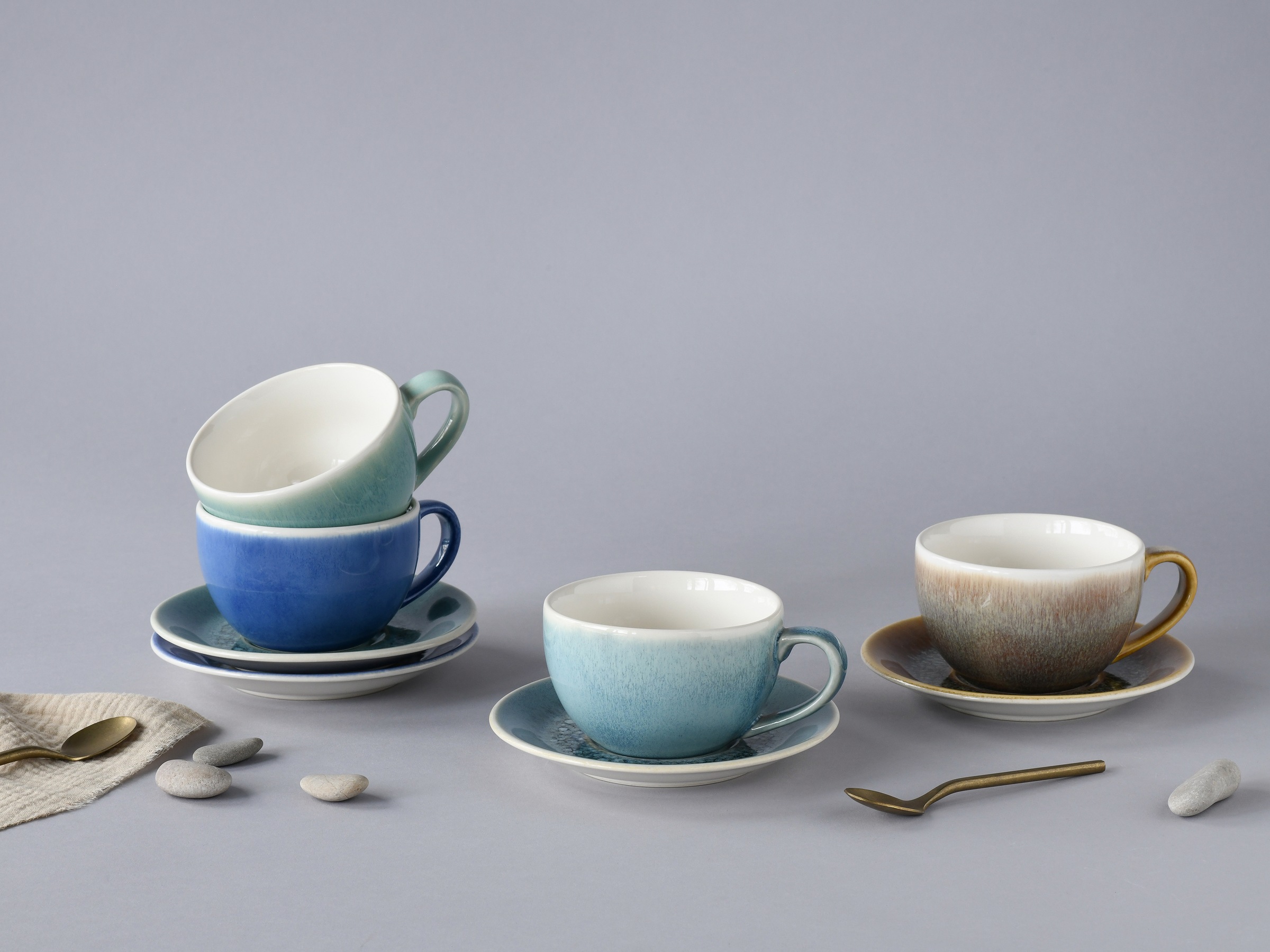 CreaTable Cappuccinotasse »Caldera Mix, Cappuccino-Set, 8-tlg.« Reaktivglasur