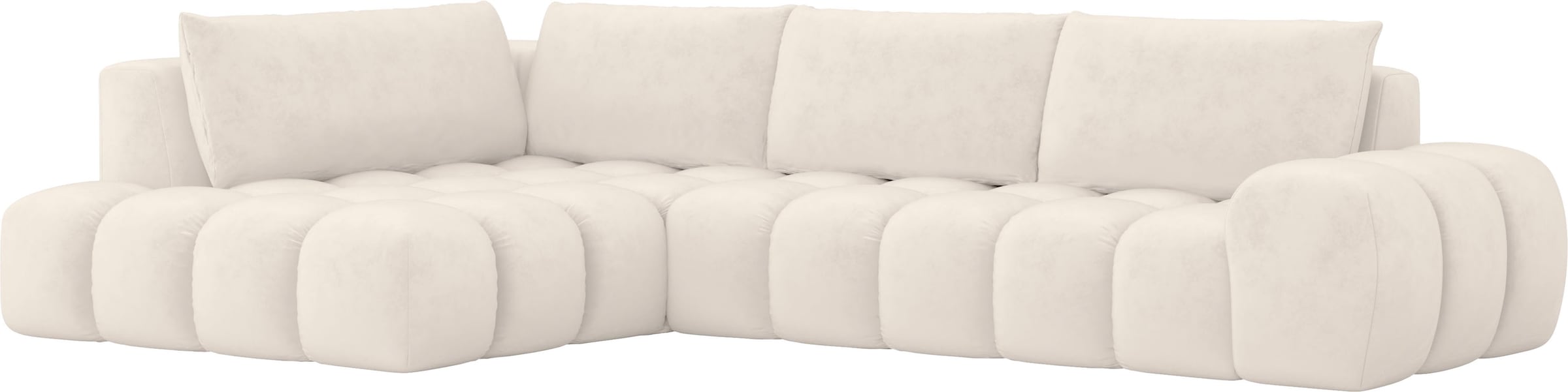 INOSIGN Ecksofa »AZITA Designsofa, elegant und bequem L-Form, Bubble-Optik«, lose Rückenkissen, traumhafte Steppung, Maße B/T/H: 352/210/72 cm