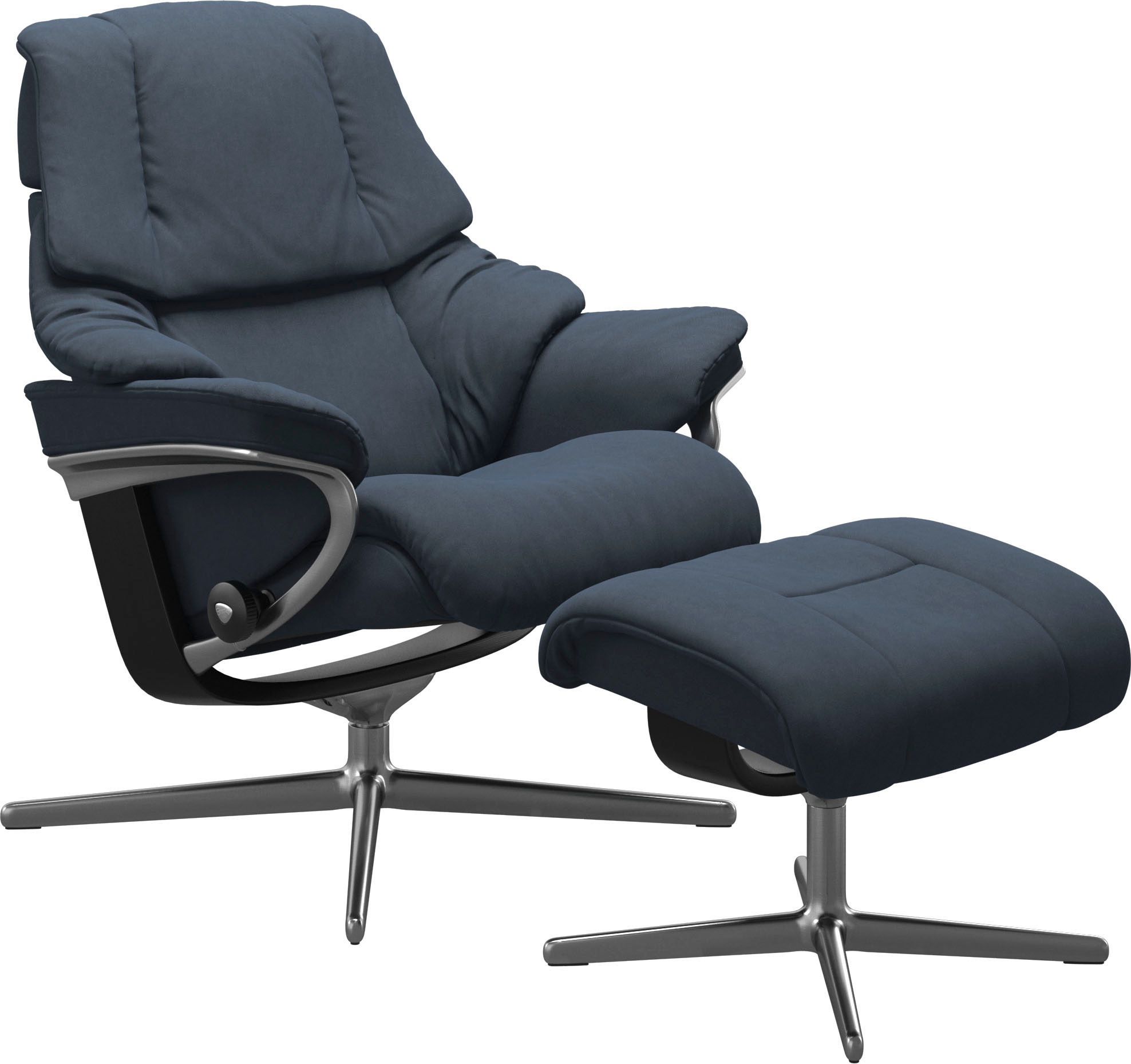 Stressless® Relaxsessel »Reno«, (Set, Relaxsessel mit Hocker), mit Hocker, mit Cross Base, Größe S, M & L, Holzakzent Schwarz