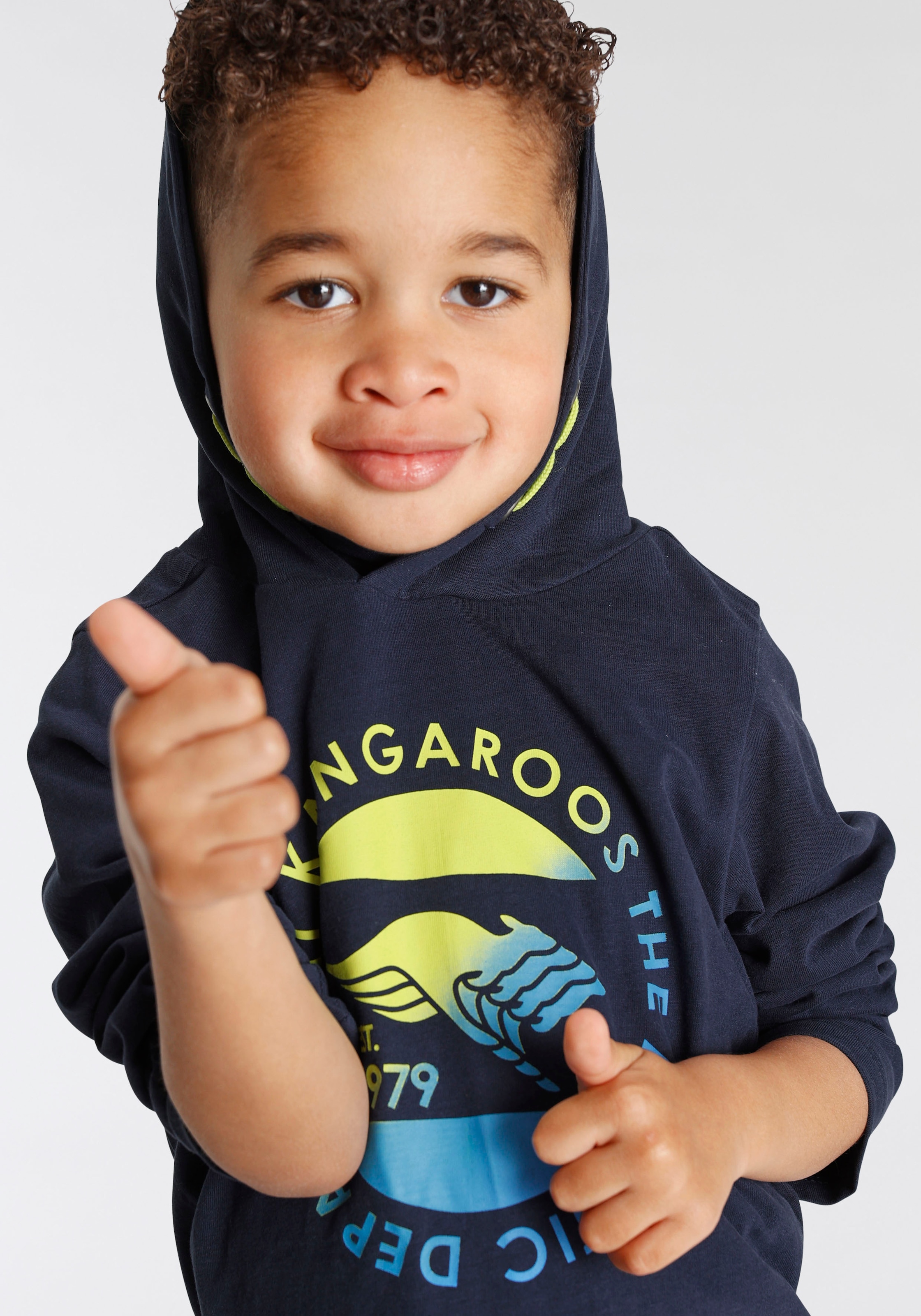 KangaROOS Langarmshirt »Shirt für kleine Jungen«, Kapuzenshirt mit Print