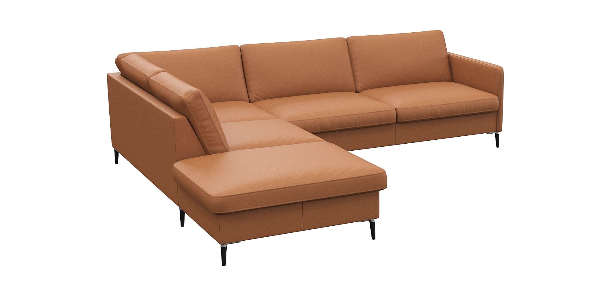 FLEXLUX Ecksofa »Fiore, L-Form«, schmale Armlehnen, Kaltschaum, Füße Alu+schwarz