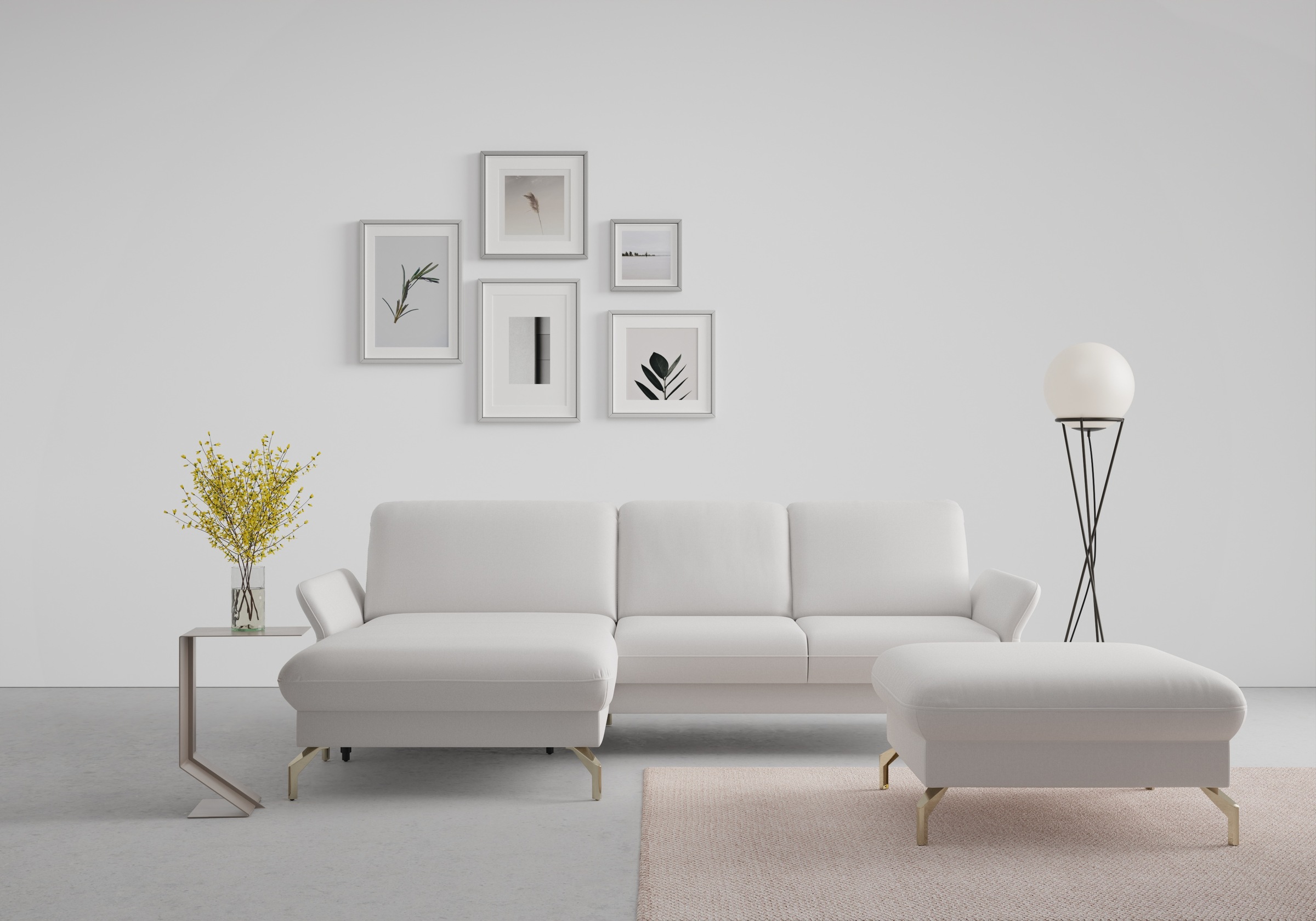 sit&more Ecksofa »Fashion L-Form«, wahlweise mit Kopfteilverstellung, Vorziehsitz, motorisch, Nickelfüße