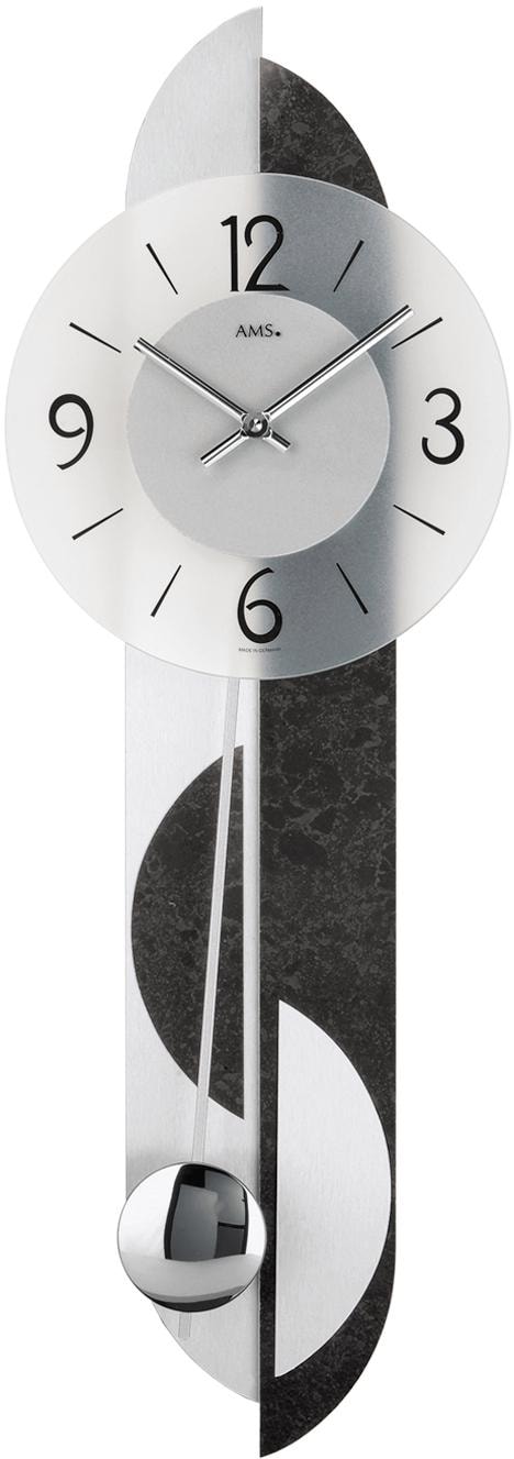 AMS Pendelwanduhr »W7299«, Quarzuhr, Holz-/Aluminium-/Schiefergehäuse,Made günstig online kaufen