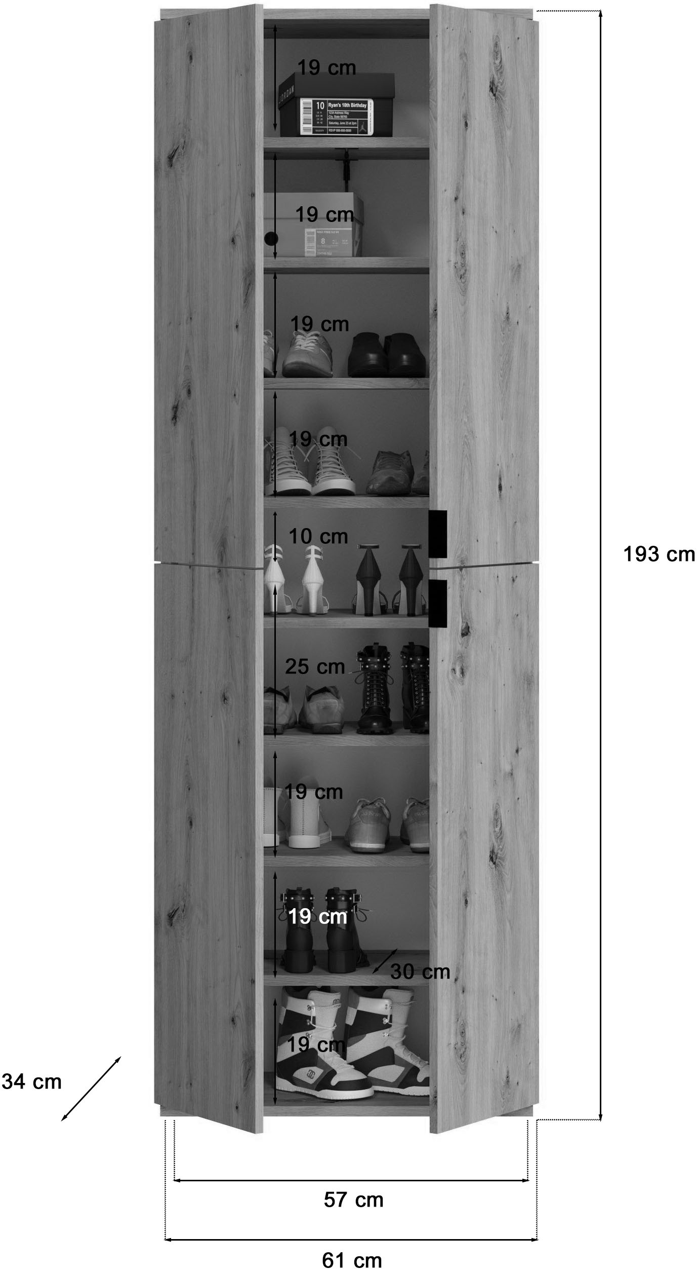 INOSIGN Garderoben-Set »Trondheim, Breite 273 cm, 6-teilig, bestehend aus:«, (Set, 5 St.), 3x Garderobenschrank, 1 Kommode, 1 Garderobenstange, 1 Ablageboden