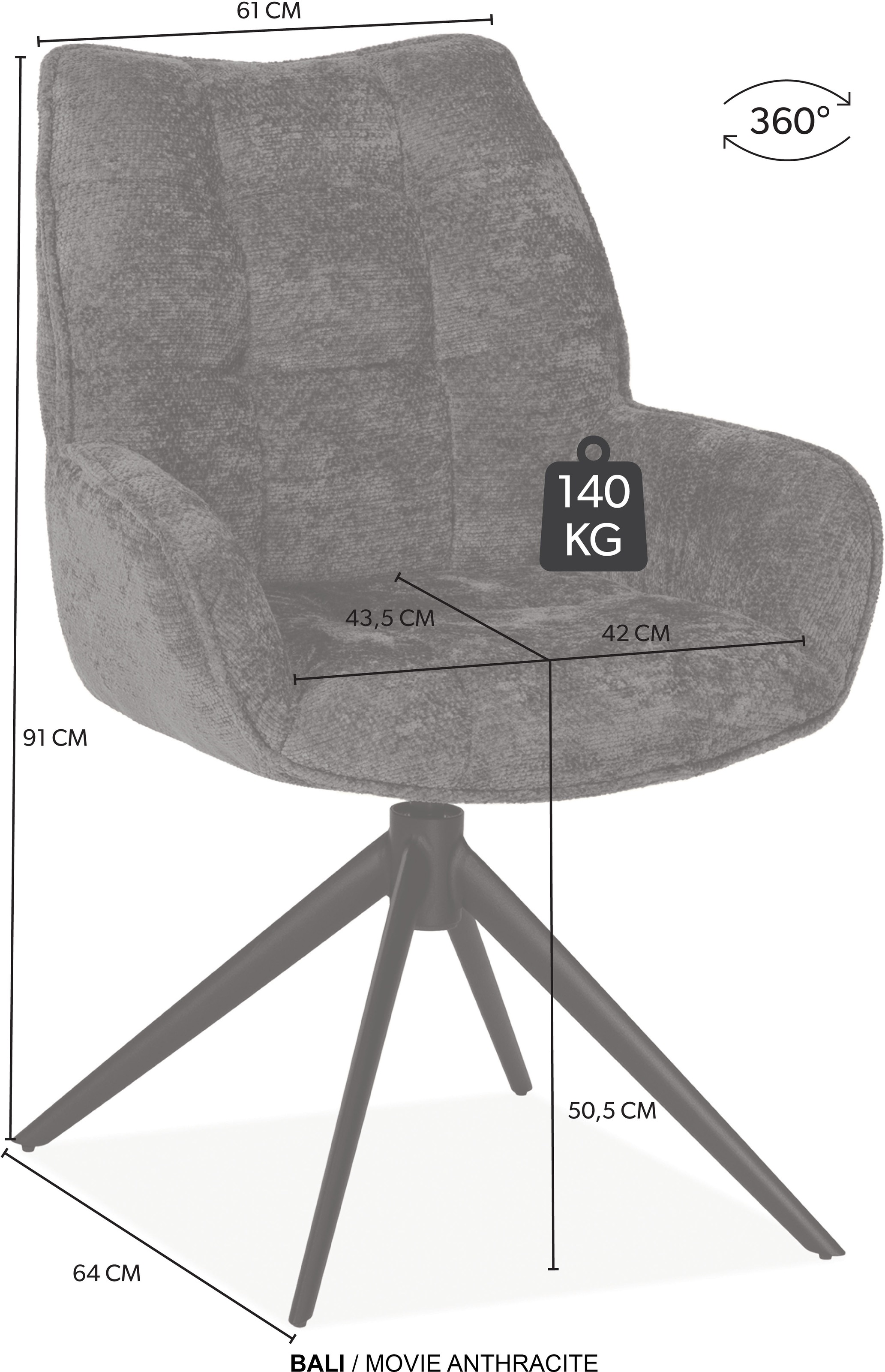 OMG Design Esszimmerstuhl »Bali« (Set) 2 Stk.Drehstuhl mit auto-return, Armlehnenstuhl