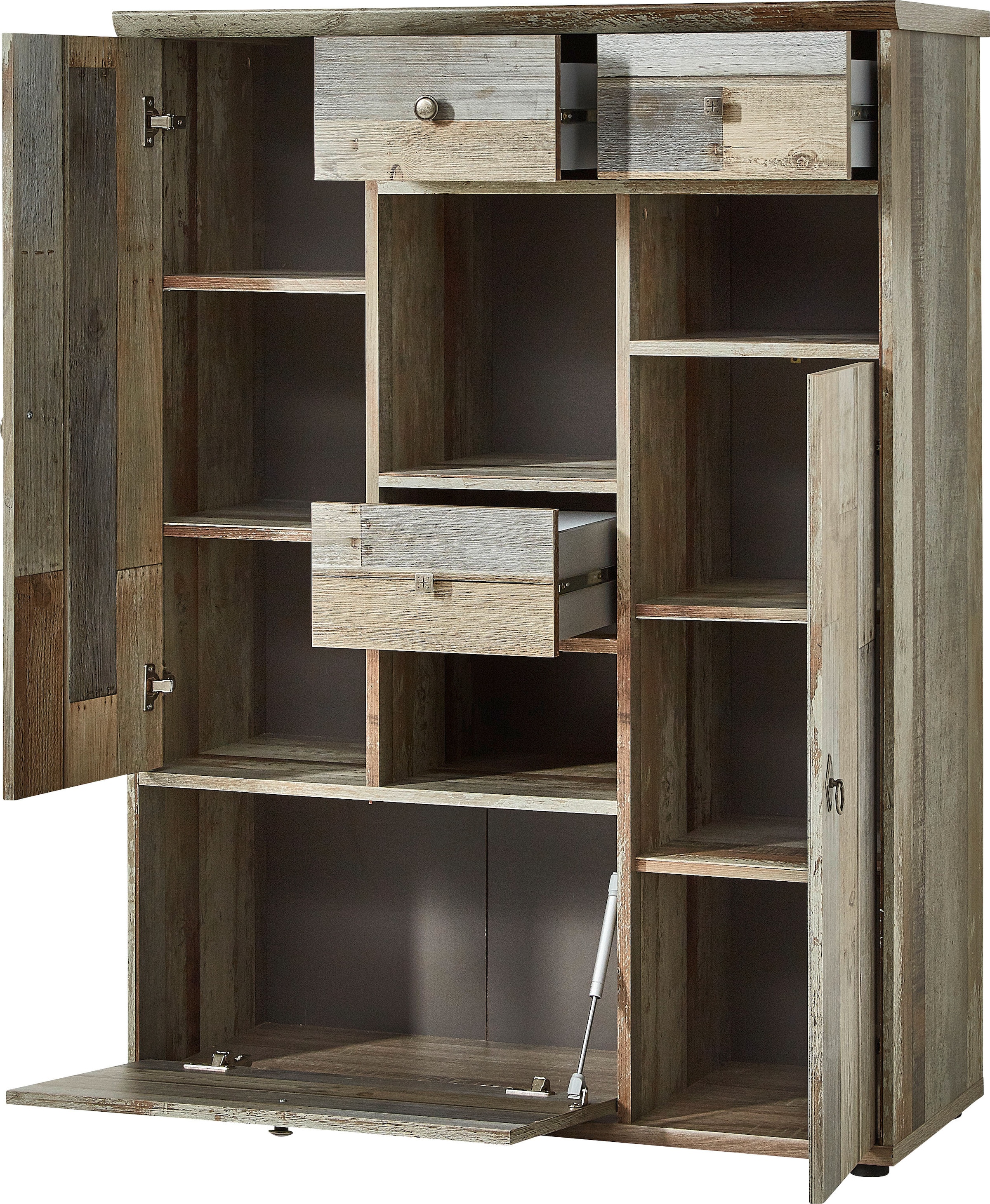Innostyle Highboard »BONANZA«, (1 St.), 2 Holztüren, 3 Schubladen, 11 Fächer, Softclose, ABS Kantenschutz
