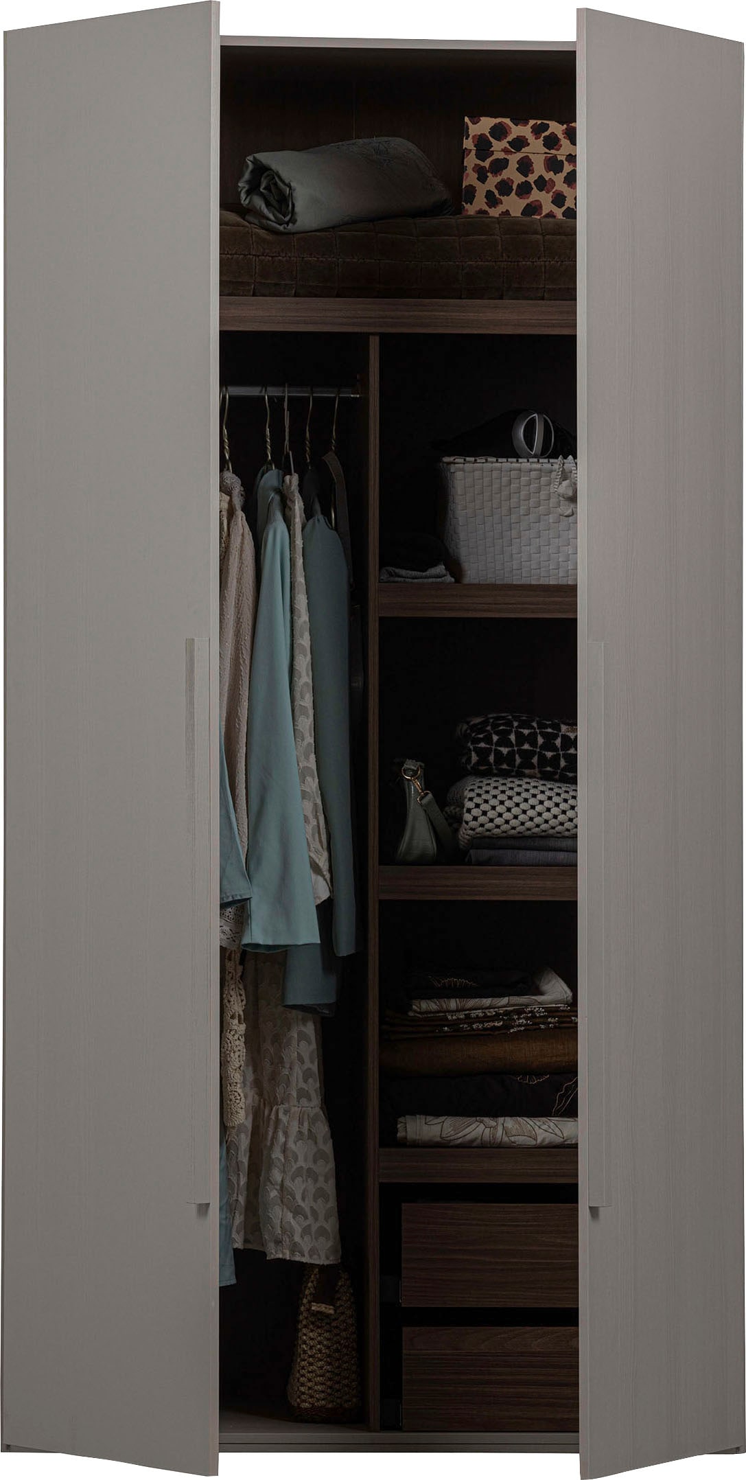 WOOOD Garderobenschrank »Rens«, aus Nussbaum-Dekor, viel Stauraum, Höhe 210 cm