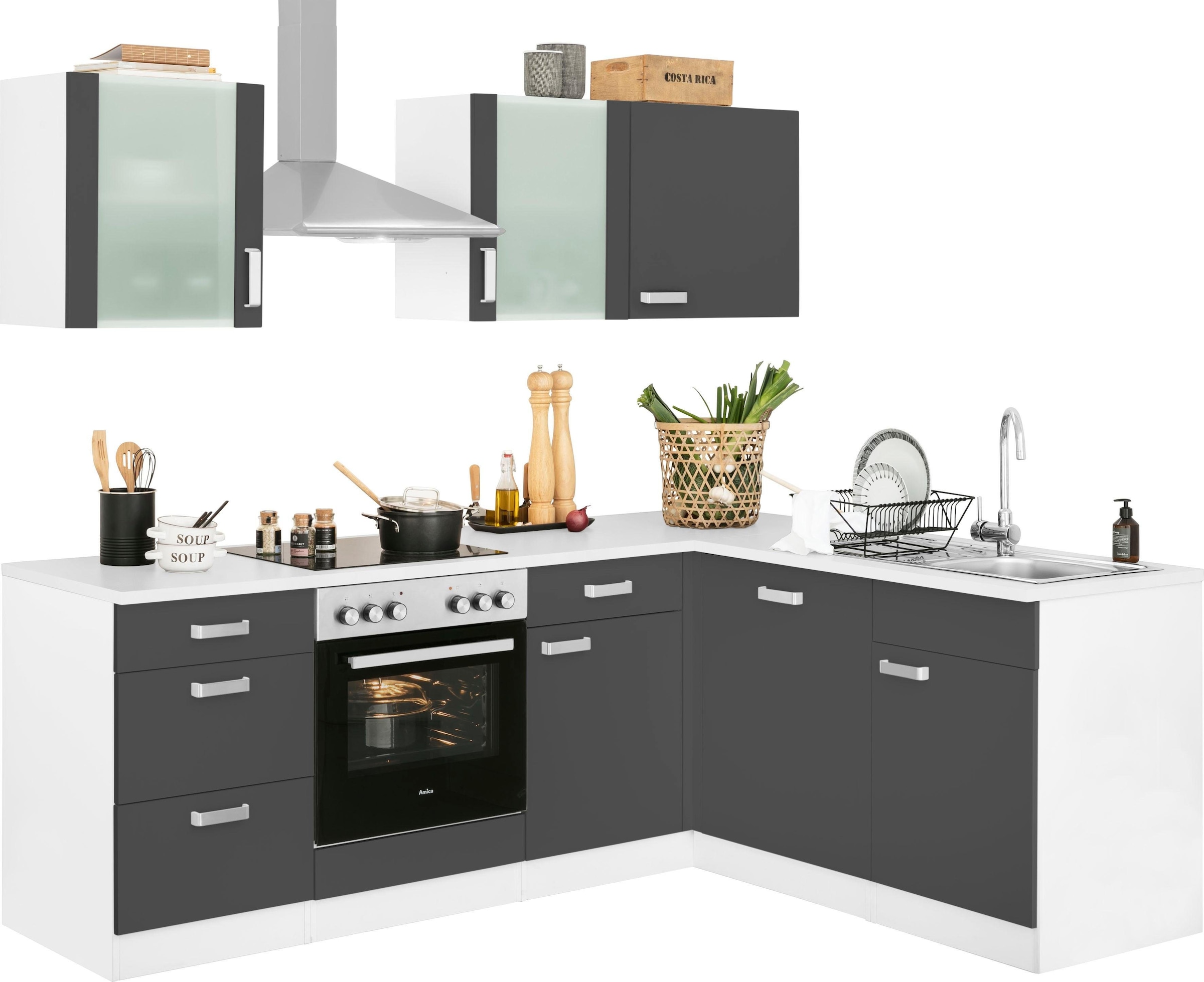 wiho Küchen Winkelküche »Husum«, mit 170 Stellbreite x cm 220 E-Geräten, jetzt %Sale im