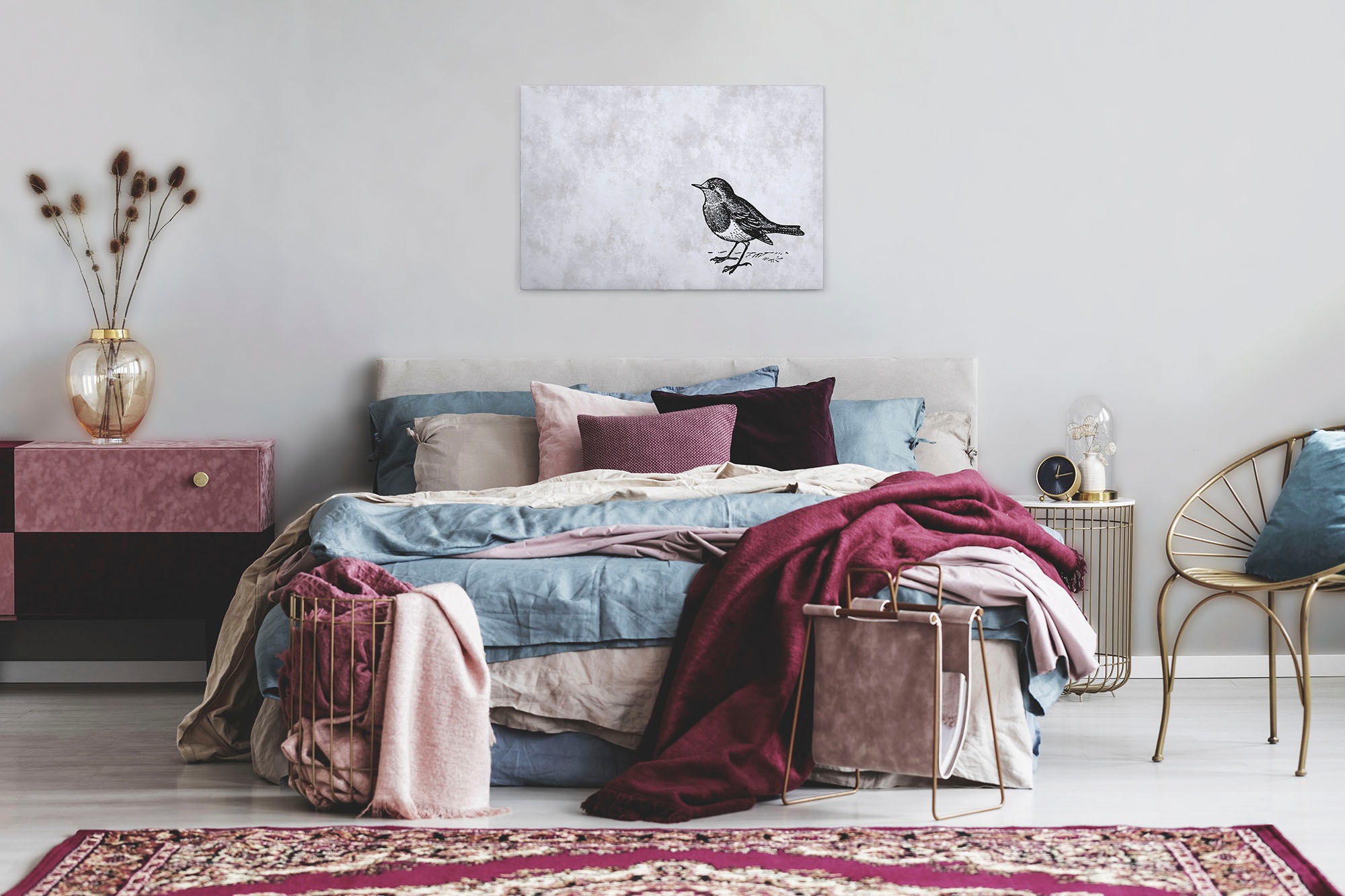 A.S. Création Leinwandbild »sketchpad 5«, Kunst-Vögel-Kinder, (1 St.), Schwarz-Weiß Zeichnung Vogel Keilrahmen Leinwand-Bild Wohnzimmer Wand