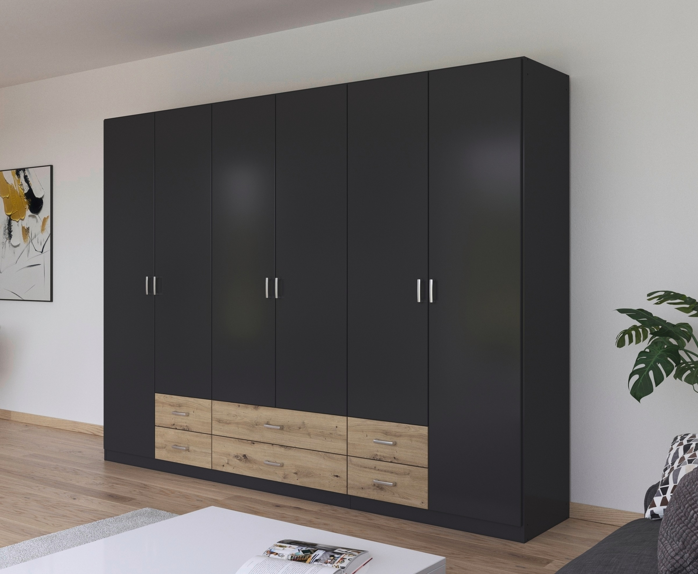 rauch Drehtürenschrank »Kleiderschrank Schrank Garderobe Wäscheschrank GAMMA in 3 Breiten«, mit 6 Schubladen, in schlichtem Design TOPSELLER MADE IN GERMANY