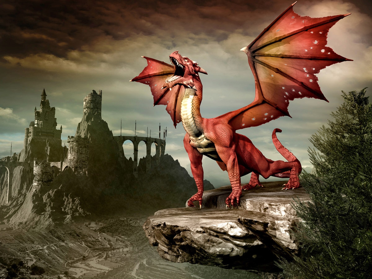 Papermoon Fototapete »roter Drache«