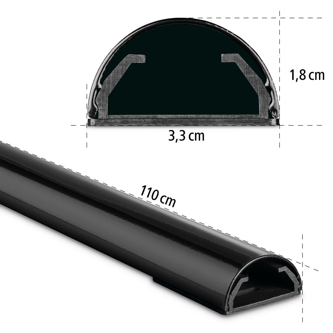 Hama Kabelkanal »Aluminium Kabelführung zum Schrauben oder Kleben für 5 Kabel, halbrund«, Kabelmanagement, 110 cm Länge
